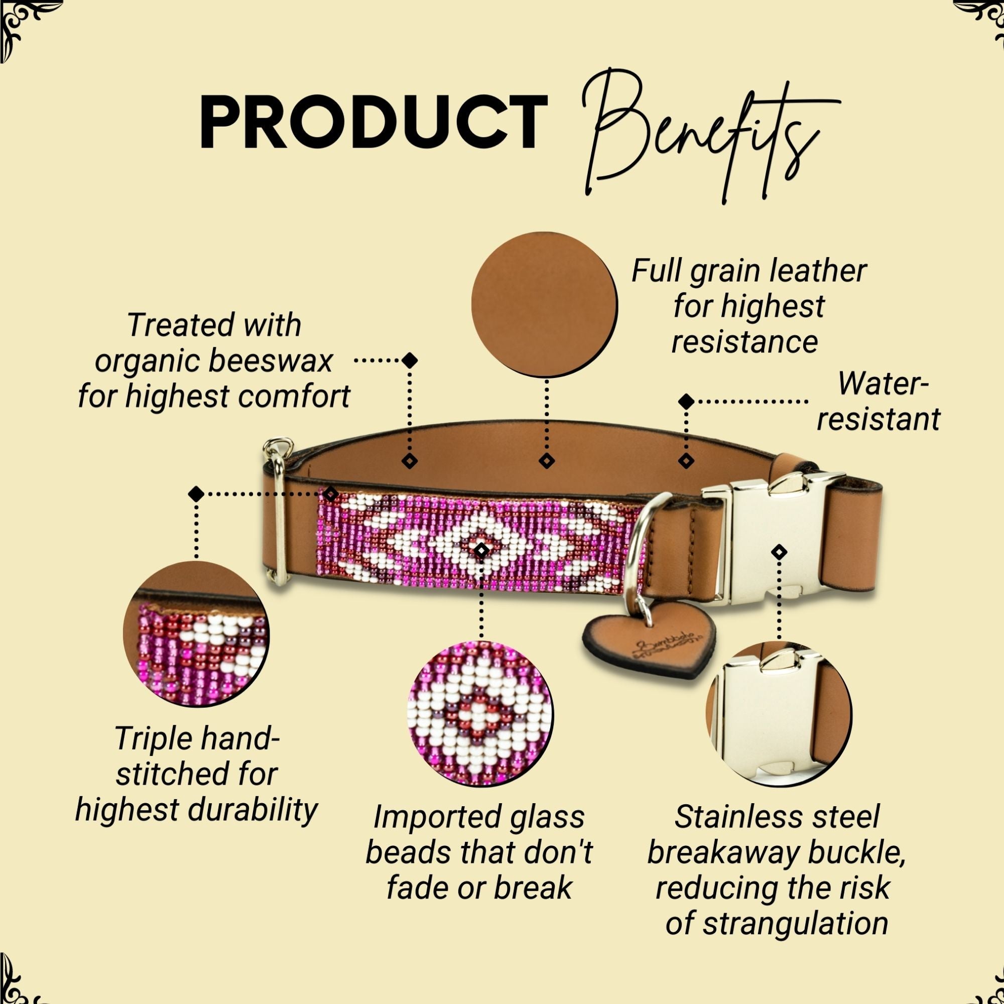 Melrose dog collar (quick release) by Sambboho