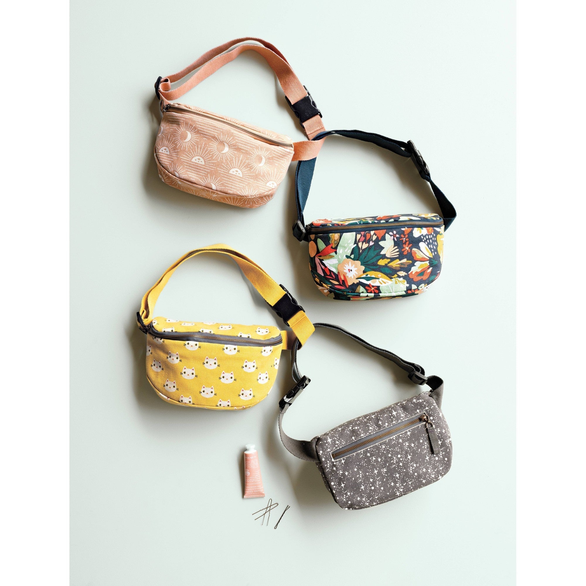 Meow Meow Cats Cotton Hip Bag Adjustable Strap | Yellow Waist Belt Fanny Pack by The Bullish Store