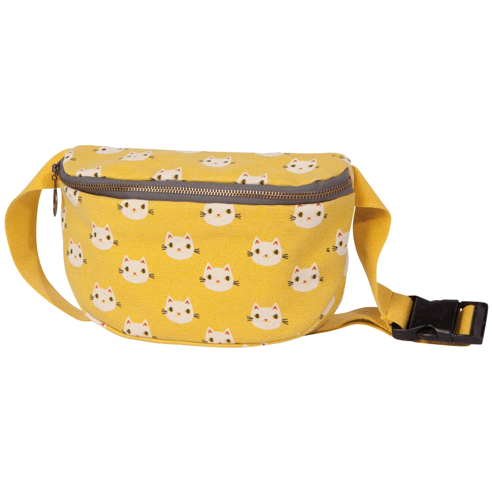 Meow Meow Cats Cotton Hip Bag Adjustable Strap | Yellow Waist Belt Fanny Pack by The Bullish Store