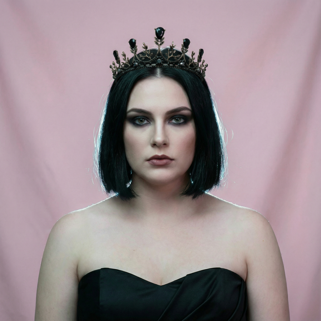 Midnight Blossom Tiara Crown in Gold with Black Gems | Dark Princess Gothic Crown Party or Bridal Hair Accessory by The Bullish Store
