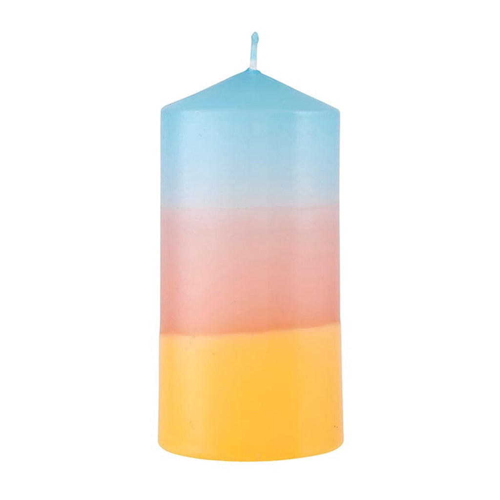 Mini Pillar Candle in Blue Pink Orange | Tri-Colored Ombre Aesthetic Table Candle 4.75" by The Bullish Store