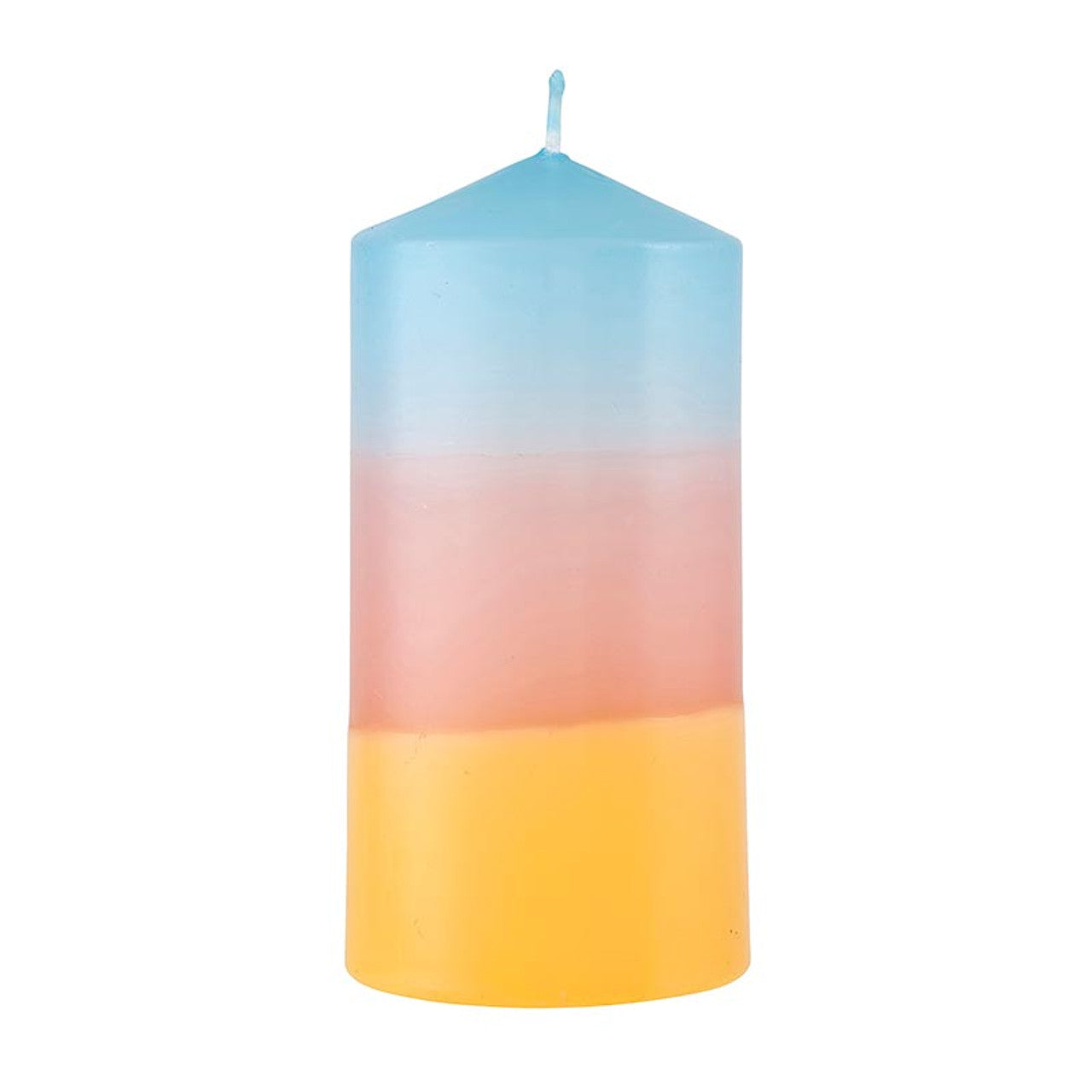Mini Pillar Candle in Blue Pink Orange | Tri-Colored Ombre Aesthetic Table Candle 4.75" by The Bullish Store