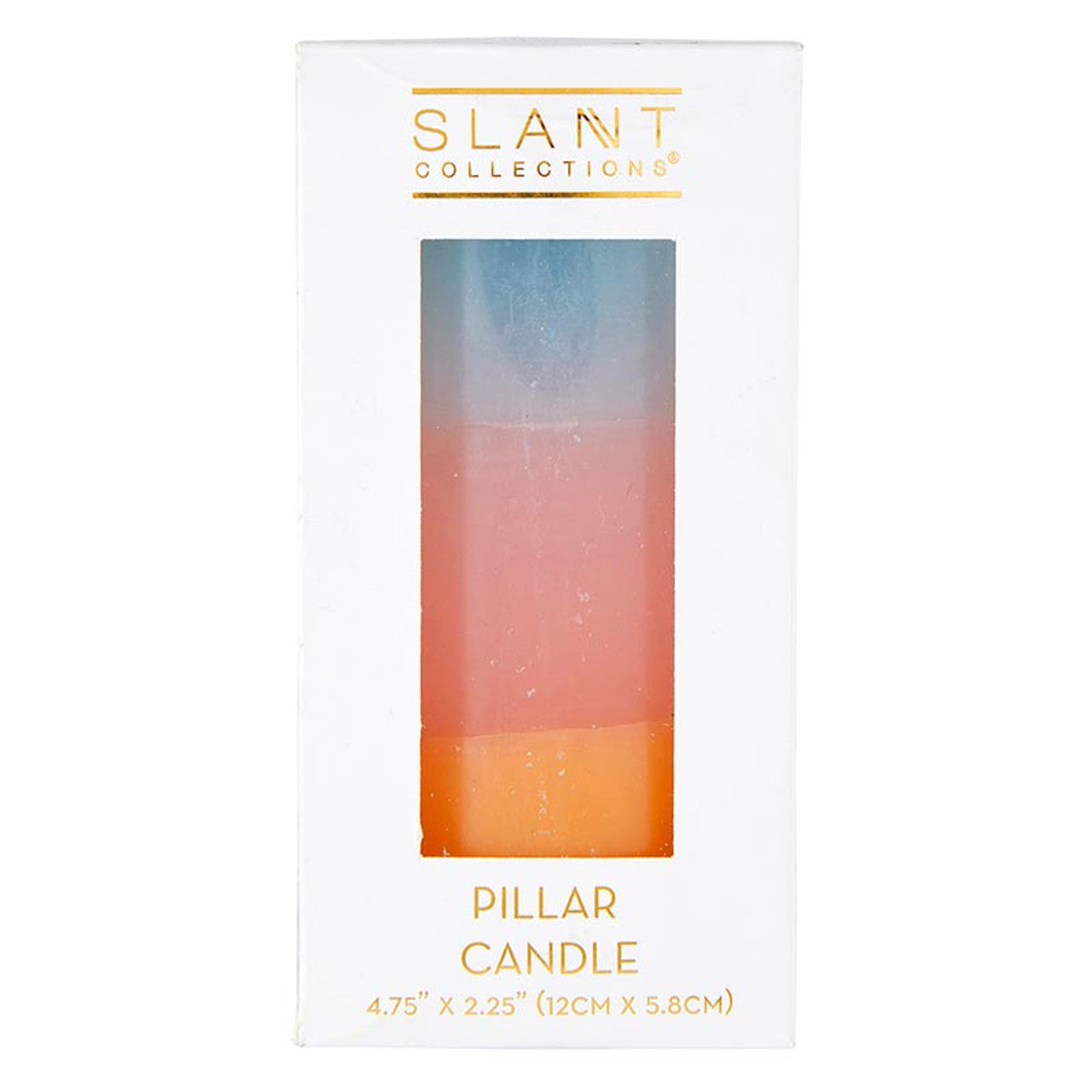 Mini Pillar Candle in Blue Pink Orange | Tri-Colored Ombre Aesthetic Table Candle 4.75" by The Bullish Store