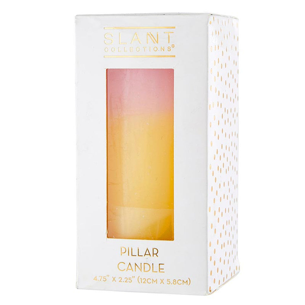 Mini Pillar Candle in Pink Orange White | Aesthetic Unscented Dinner Candle 4.75" by The Bullish Store