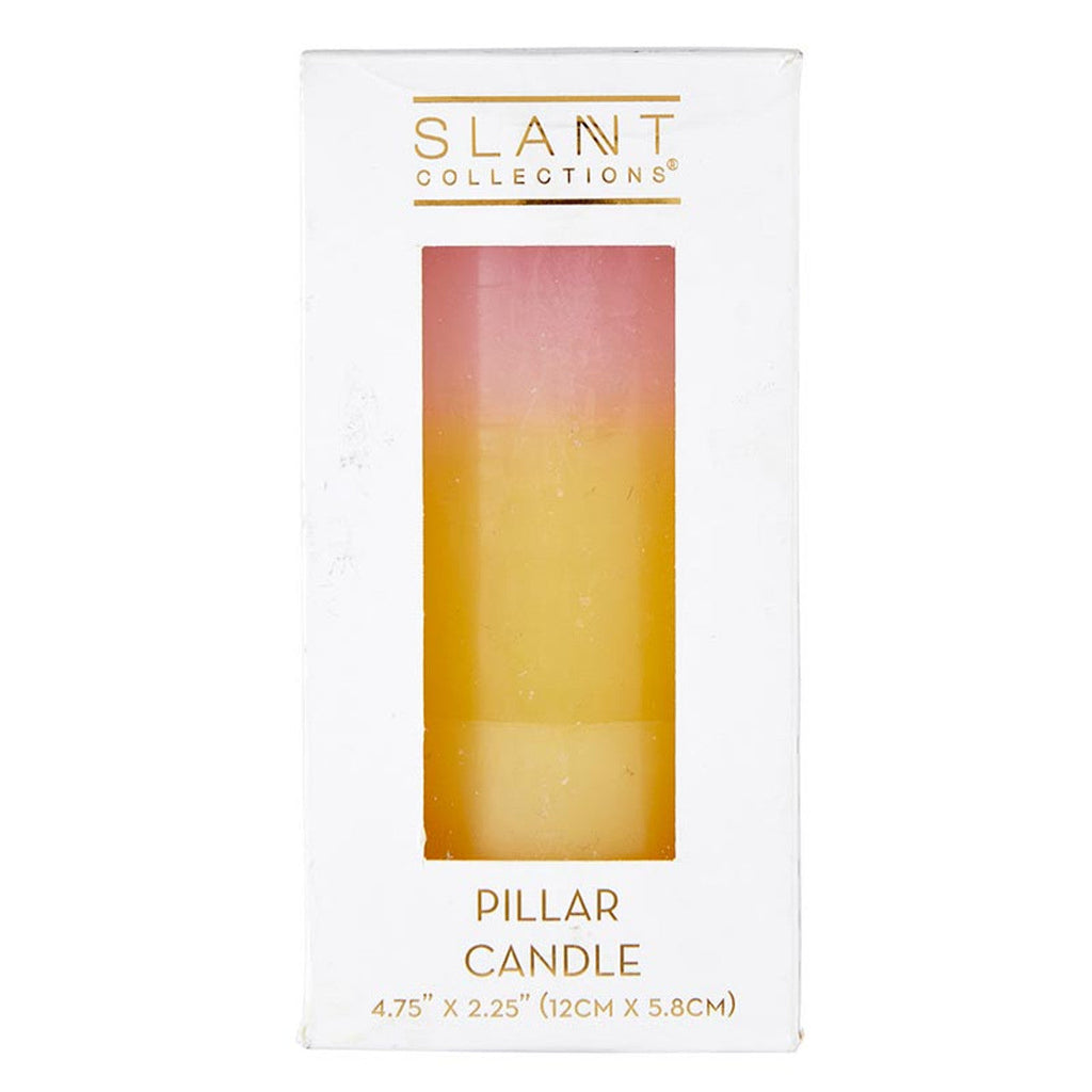 Mini Pillar Candle in Pink Orange White | Aesthetic Unscented Dinner Candle 4.75" by The Bullish Store