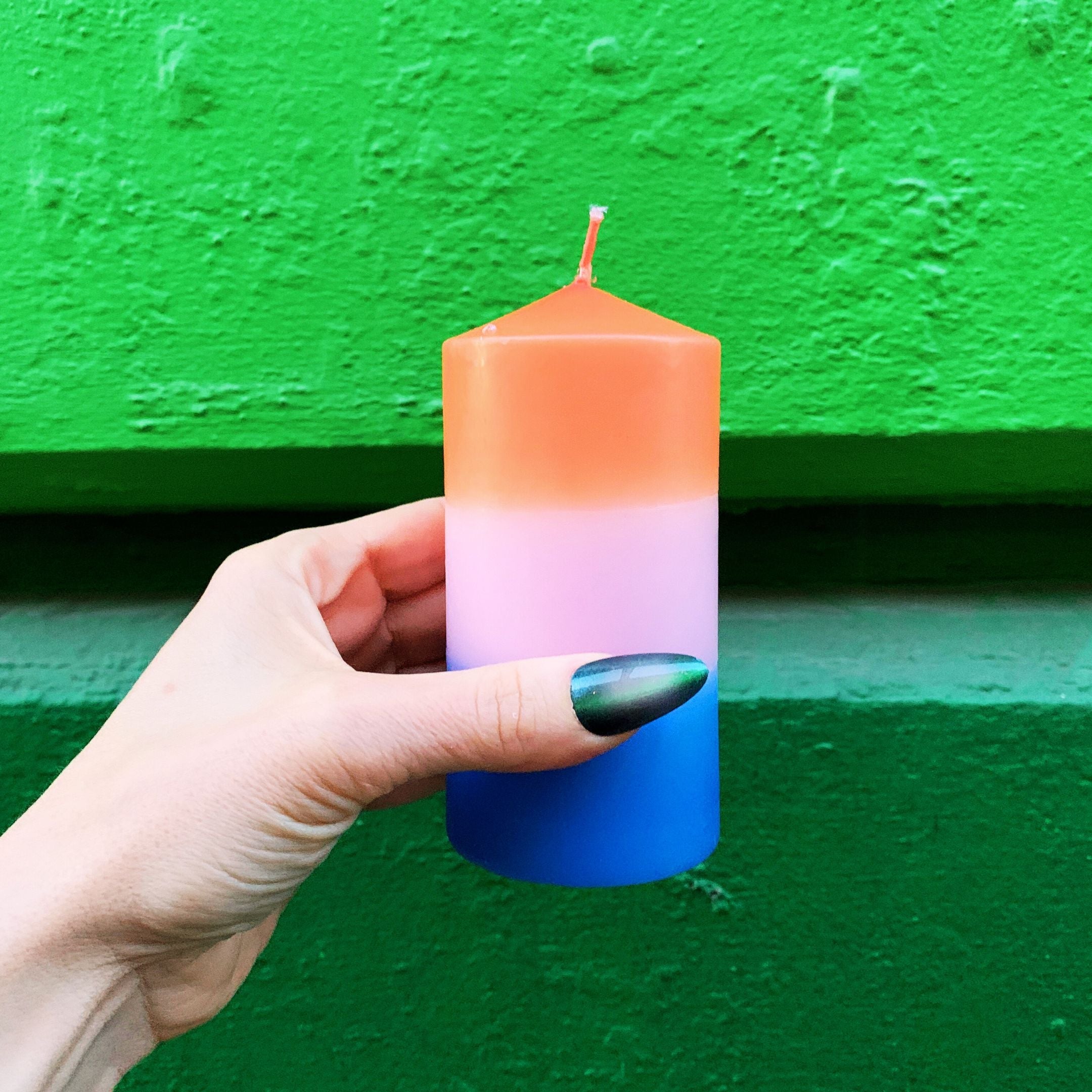 Mini Red-Pink-Blue Pillar Candle | Aesthetic Unscented Table Decor Cylindrical Candle 4.75" by The Bullish Store