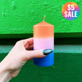 Mini Red-Pink-Blue Pillar Candle | Aesthetic Unscented Table Decor Cylindrical Candle 4.75" by The Bullish Store