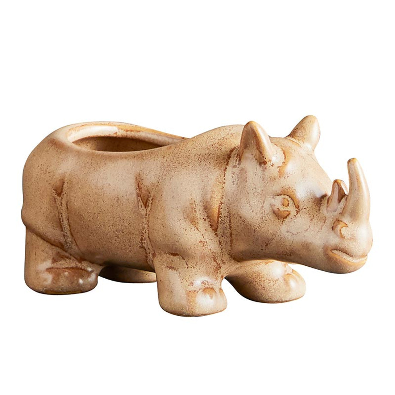 Mini Rhino Ceramic Planter | Wild Safari Hippo Shaped Succulents Flower Pot | 4.5" x 2" by The Bullish Store