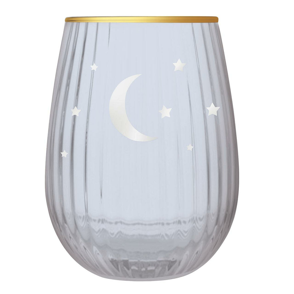 Moon and Stars Beveled Stemless Wine Glass | 19 Oz. by The Bullish Store