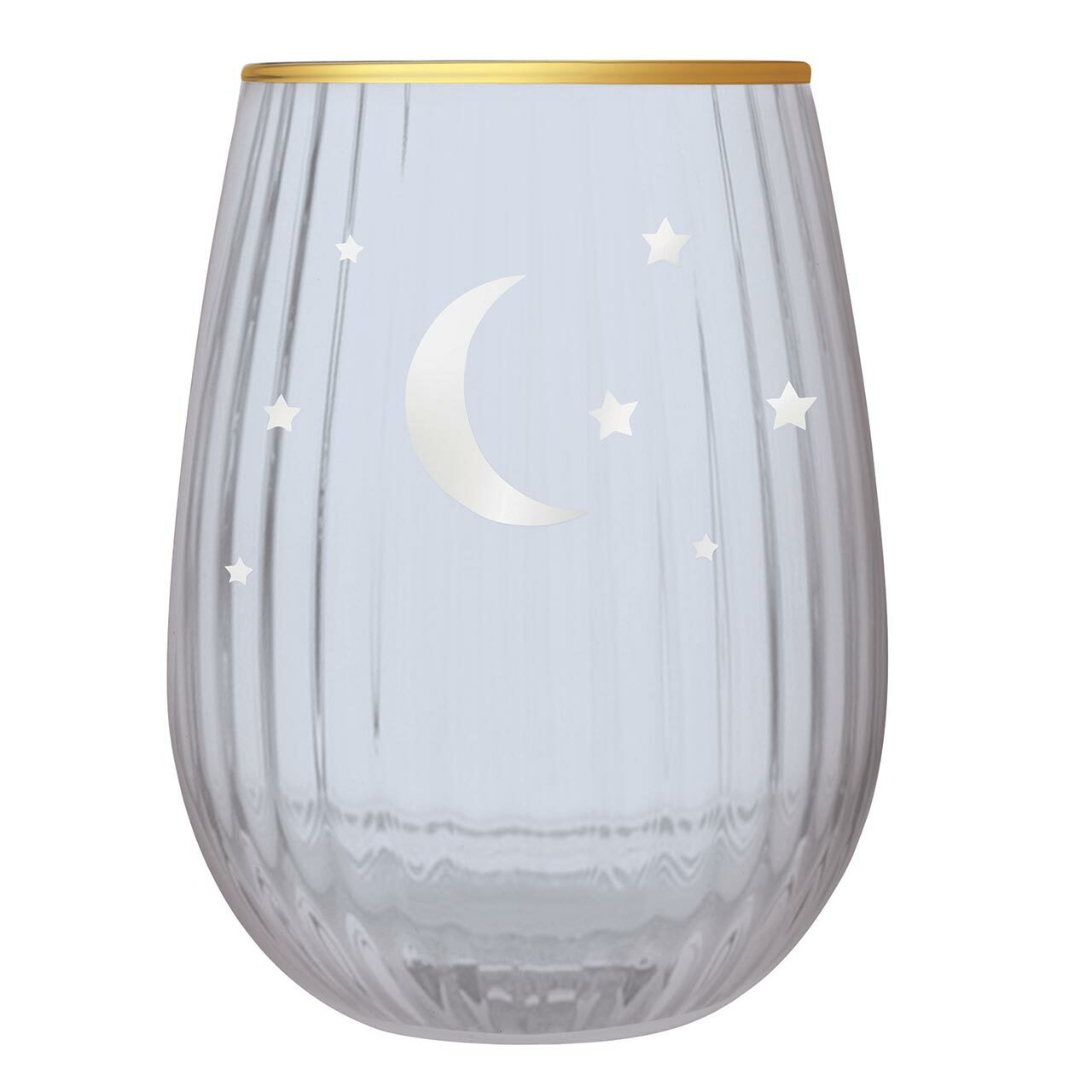 Moon and Stars Beveled Stemless Wine Glass | 19 Oz. by The Bullish Store