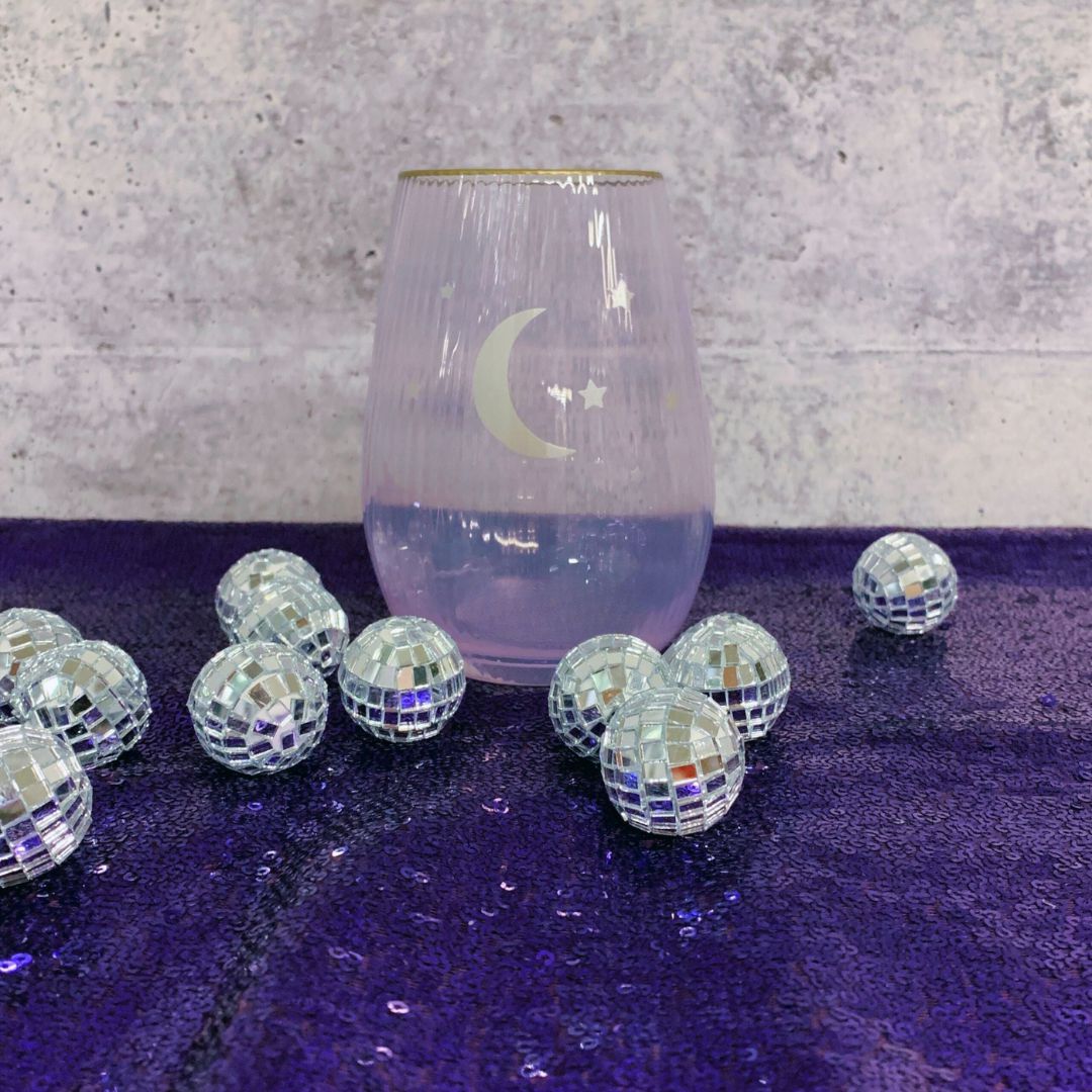 Moon and Stars Beveled Stemless Wine Glass | 19 Oz. by The Bullish Store