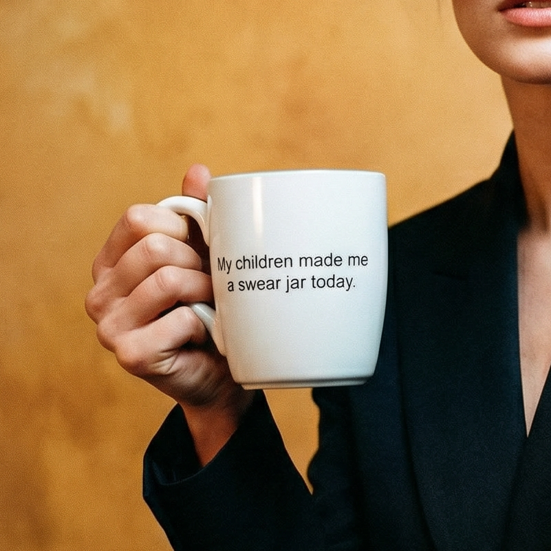 My Children Made Me A Swear Jar Today Ceramic Coffee Mug in Teal and White by The Bullish Store