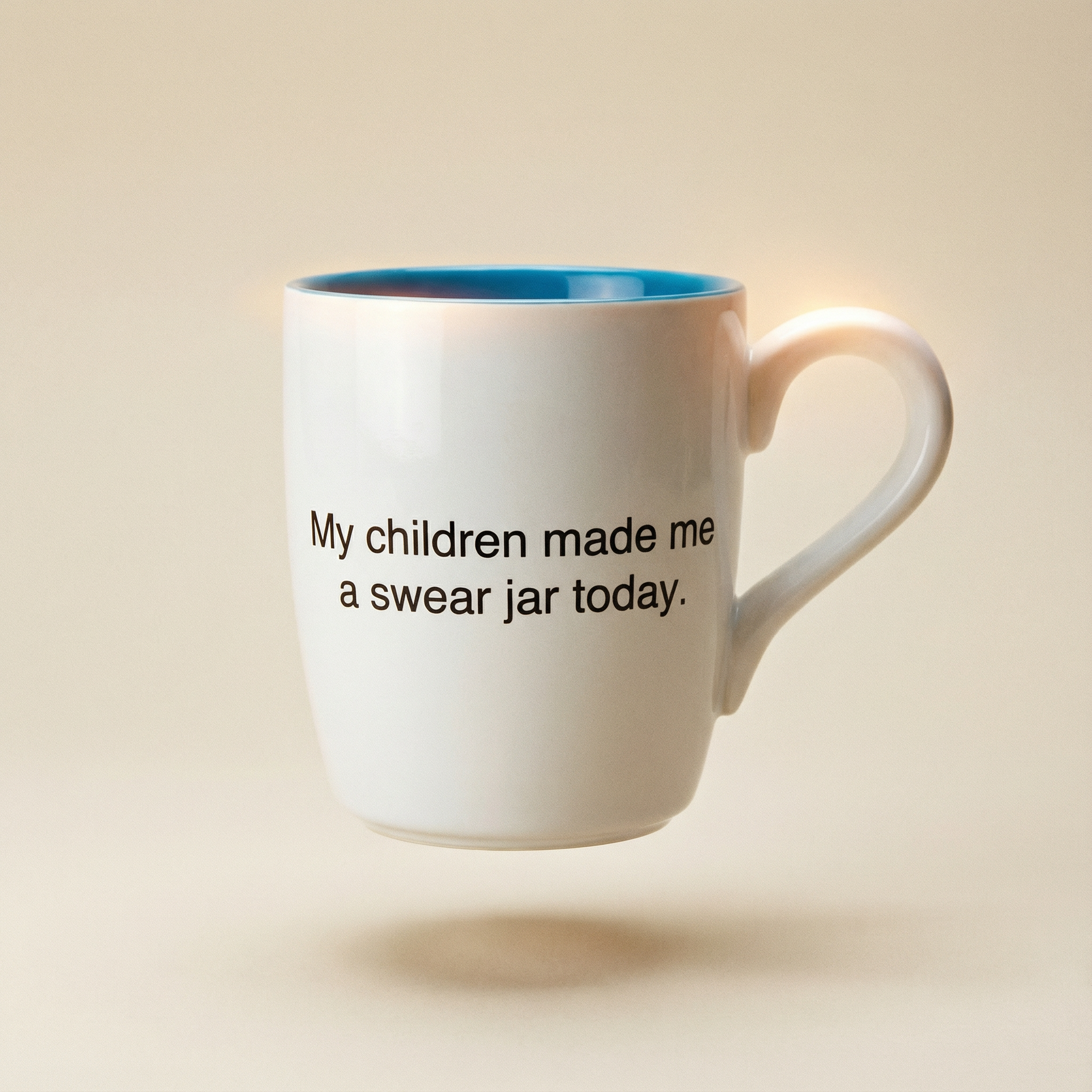 My Children Made Me A Swear Jar Today Ceramic Coffee Mug in Teal and White by The Bullish Store