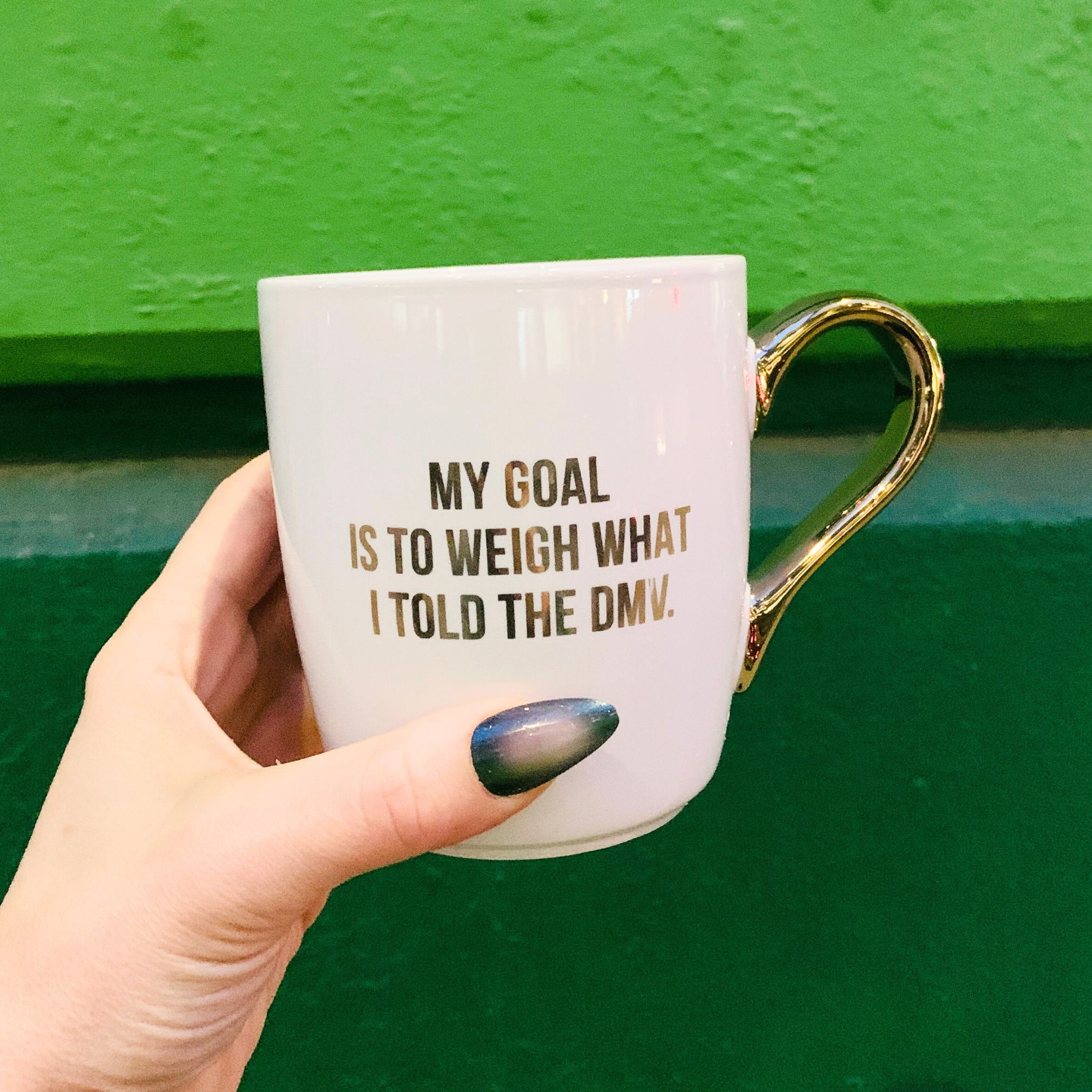 My Goal Is To Weigh Gold Handle Mug | Stoneware Coffee Tea Cup | 16oz by The Bullish Store