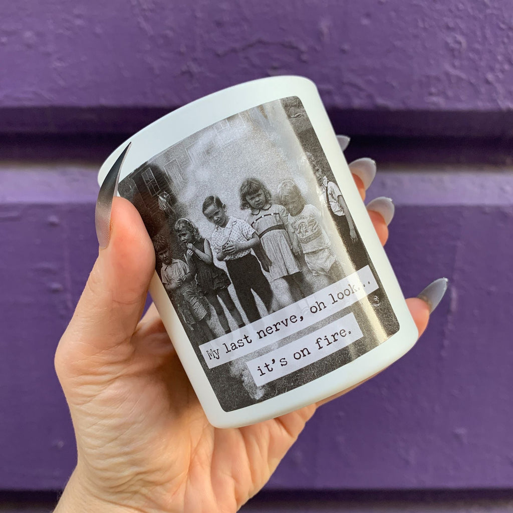 My Last Nerve Jar Candle in Soy Wax Lavender Scent | Vintage Photograph Double Sided Design by The Bullish Store