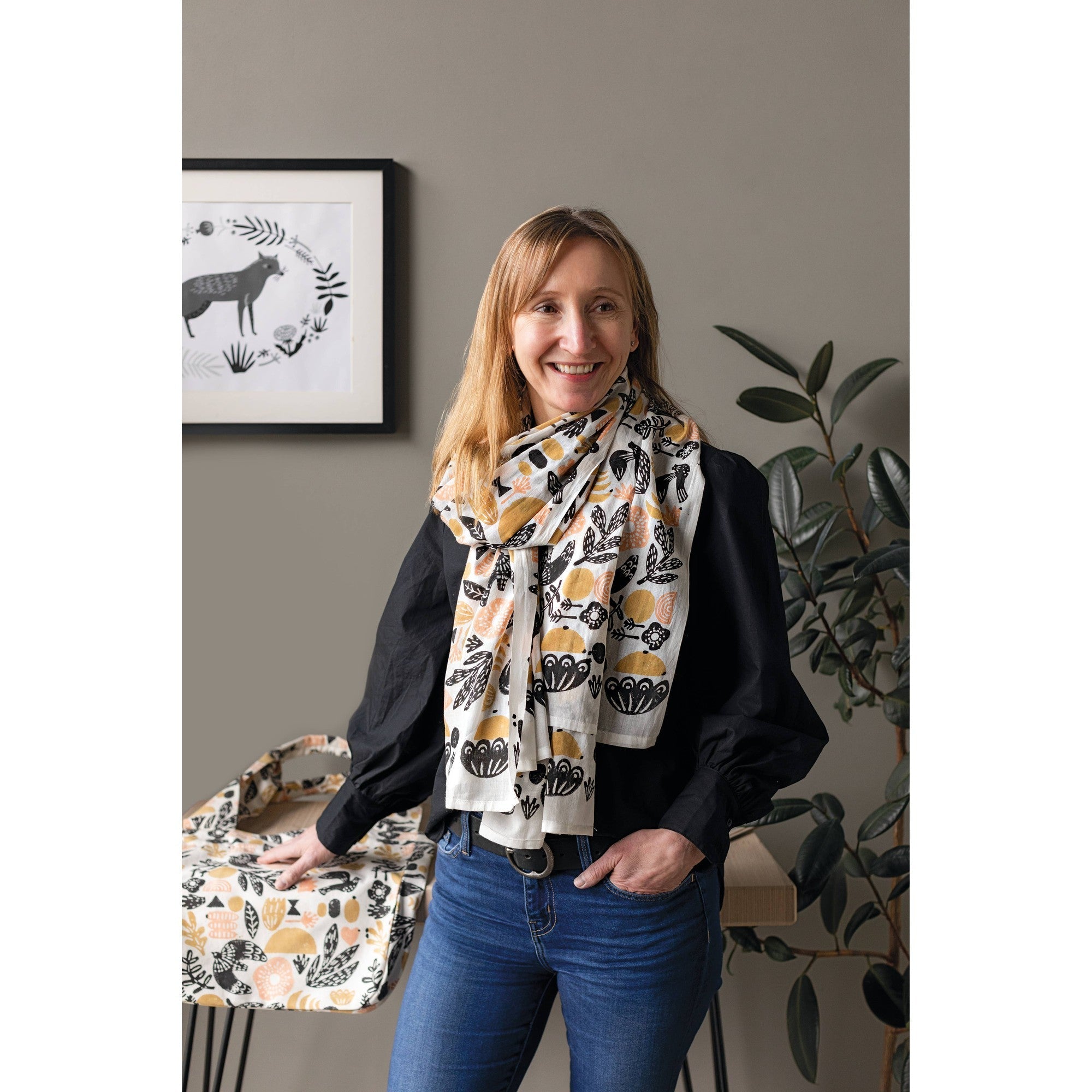 Myth Cotton Long Designer Scarf Tan | Wrap-around Shawl Scarves | 40” x 72” by The Bullish Store
