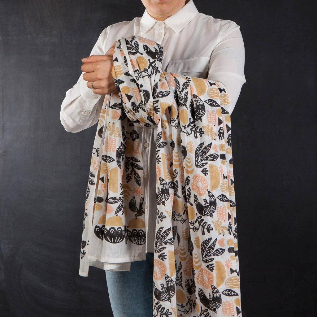 Myth Cotton Long Designer Scarf Tan | Wrap-around Shawl Scarves | 40” x 72” by The Bullish Store