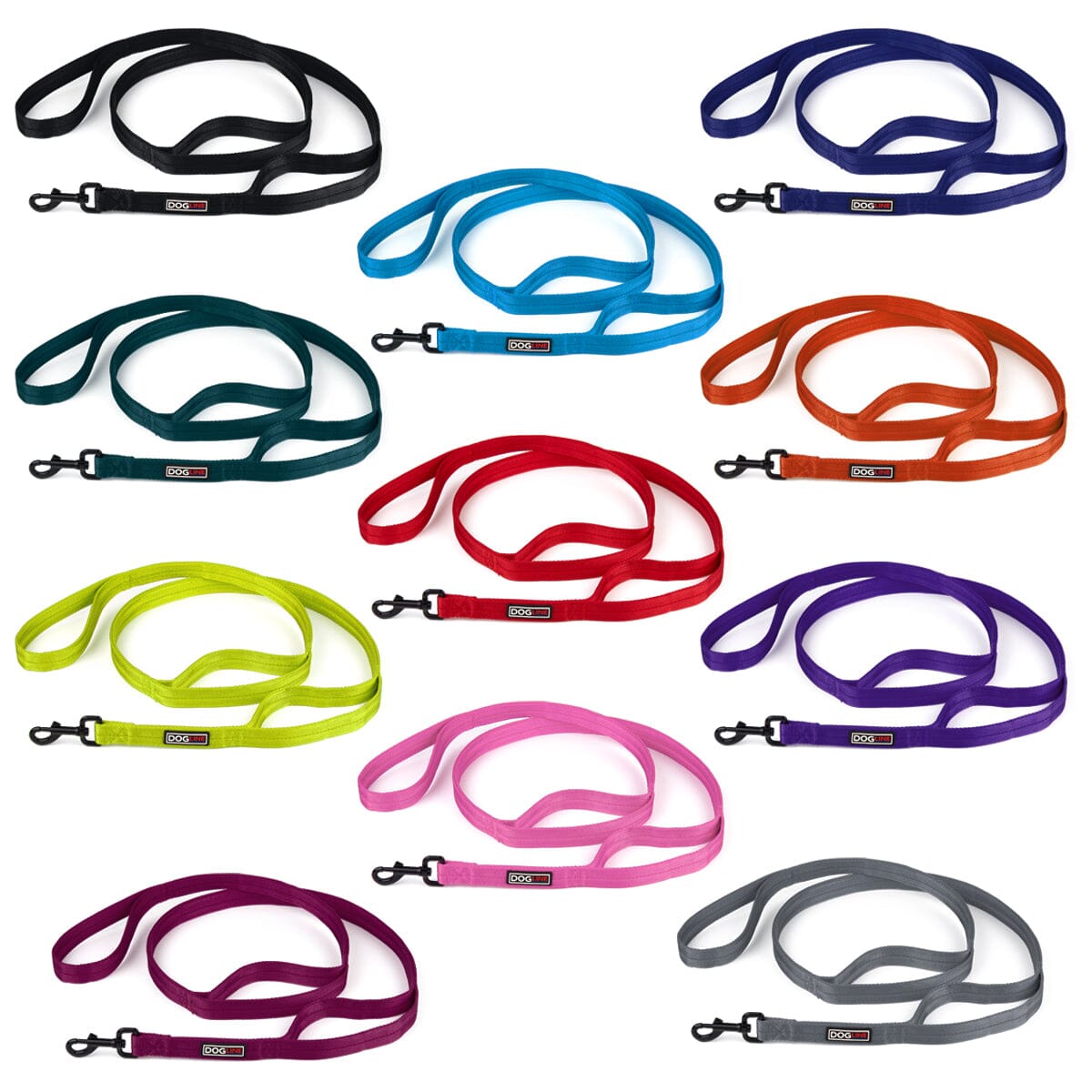 Nylon Multi-Handle Flat Dog Leash by Dogline