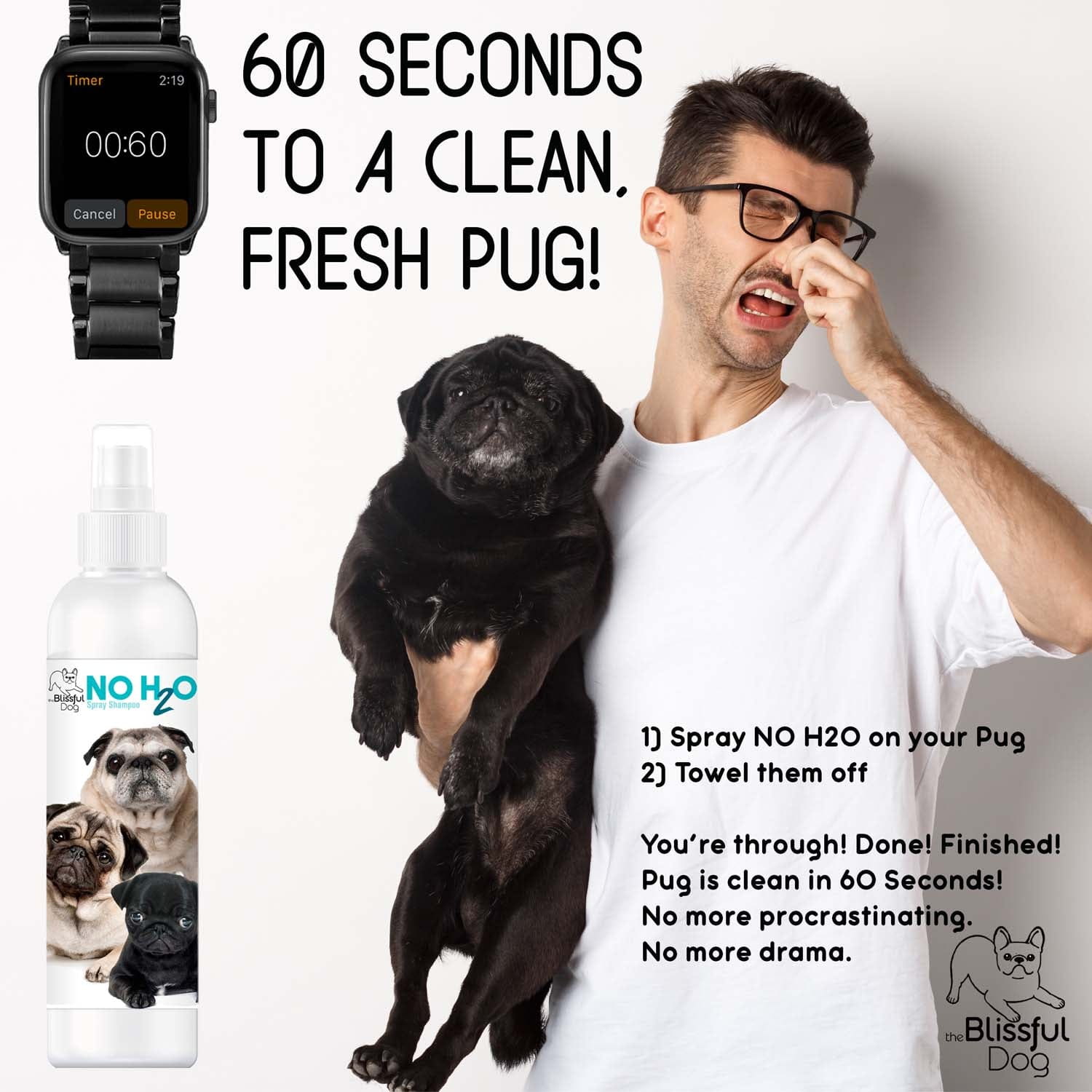 No H20 Spray Pet Shampoo by The Blissful Dog