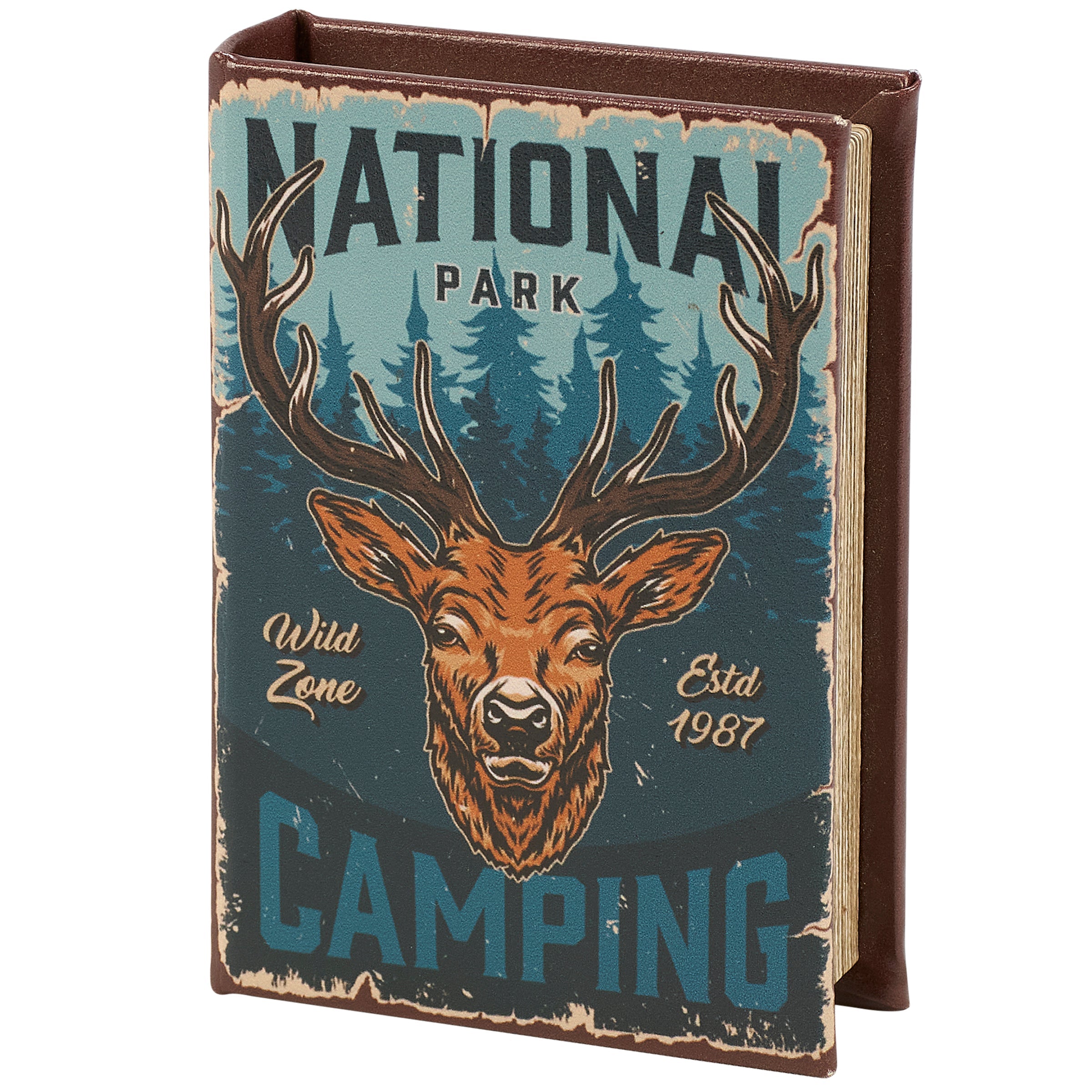 National Park Camping Book Box | Decorative Vintage Book Shaped Storage Stash Trinket Boxes by The Bullish Store