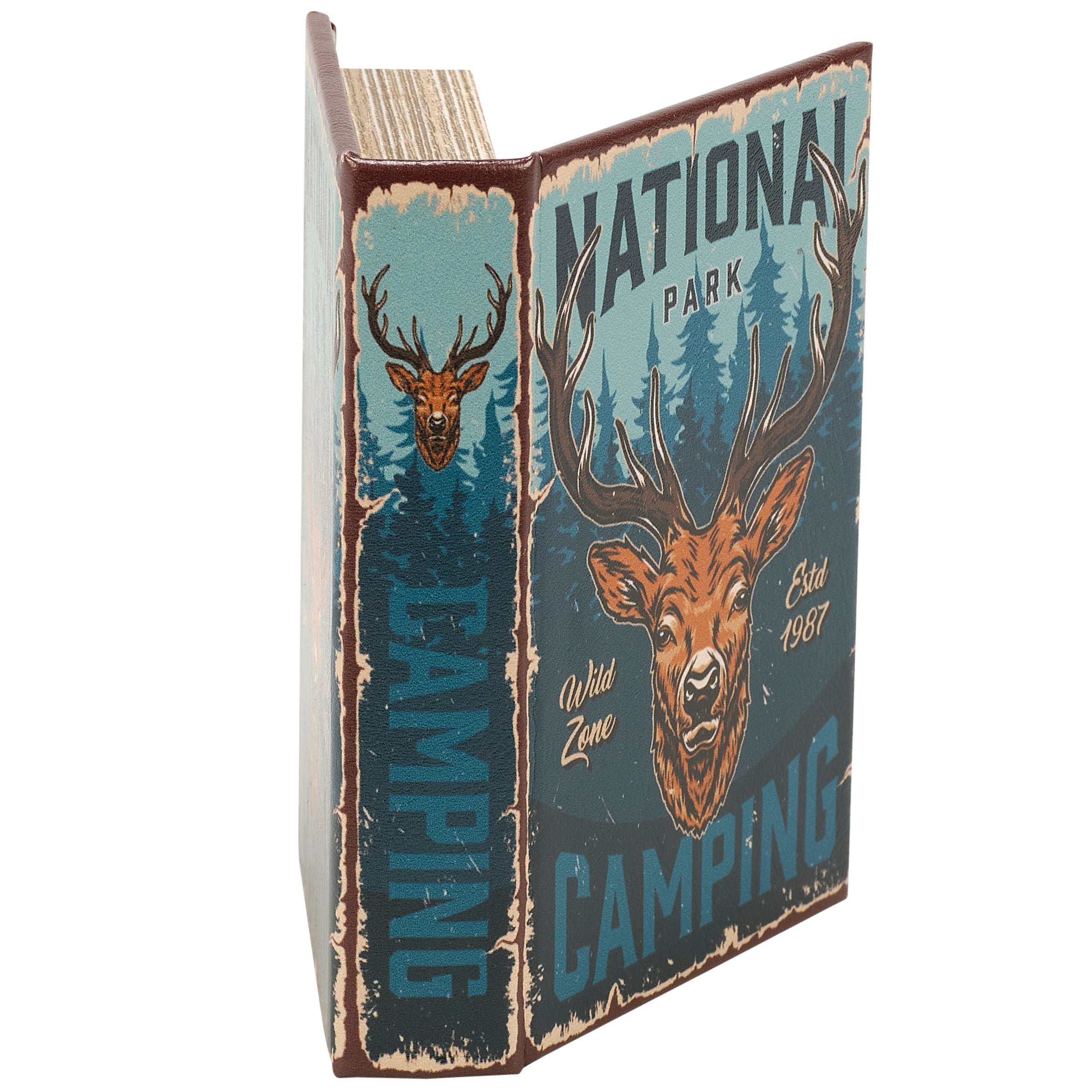 National Park Camping Book Box | Decorative Vintage Book Shaped Storage Stash Trinket Boxes by The Bullish Store