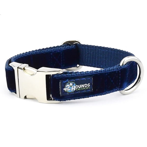 Navy Velvet Essential Dog Collar by 2 Hounds Design