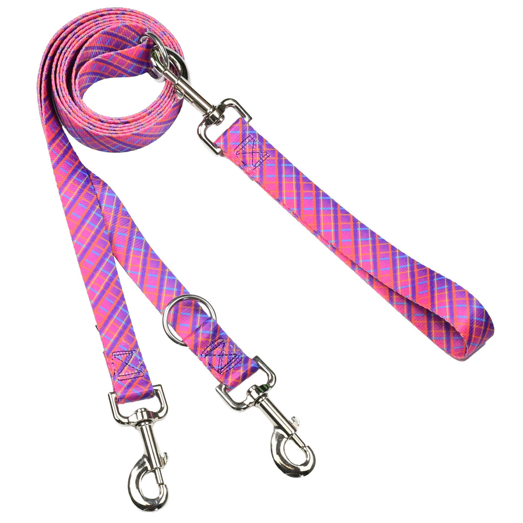 Neon Sunrise Plaid Double Connection Leash – EarthStyle by 2 Hounds Design