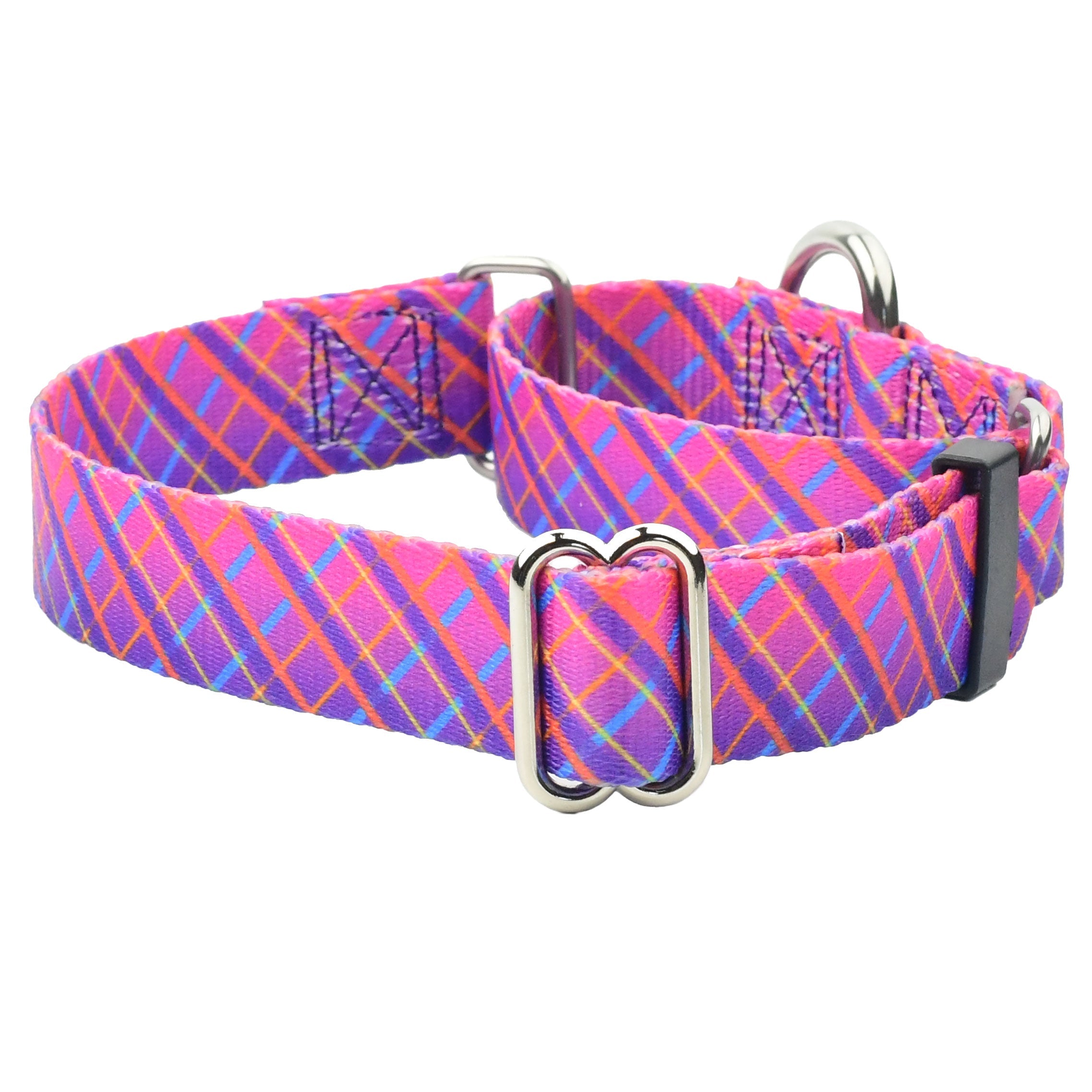 Neon Sunrise Pink Plaid Martingale Dog Collar – EarthStyle by 2 Hounds Design