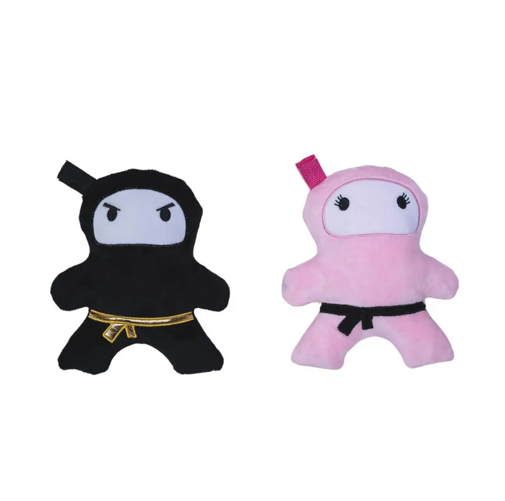Pink & Black Ninja Love Plush Dog Toy Gift Set – with Squeaker & Crinkle Paper for Fun Play by American Pet Supplies
