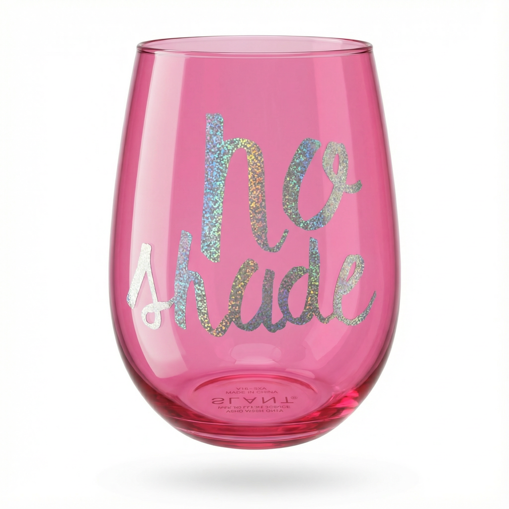 No Shade Jumbo Stemless Wine Glass in Tinted Bright Pink | 30oz Holds a Full Bottle of Wine by The Bullish Store