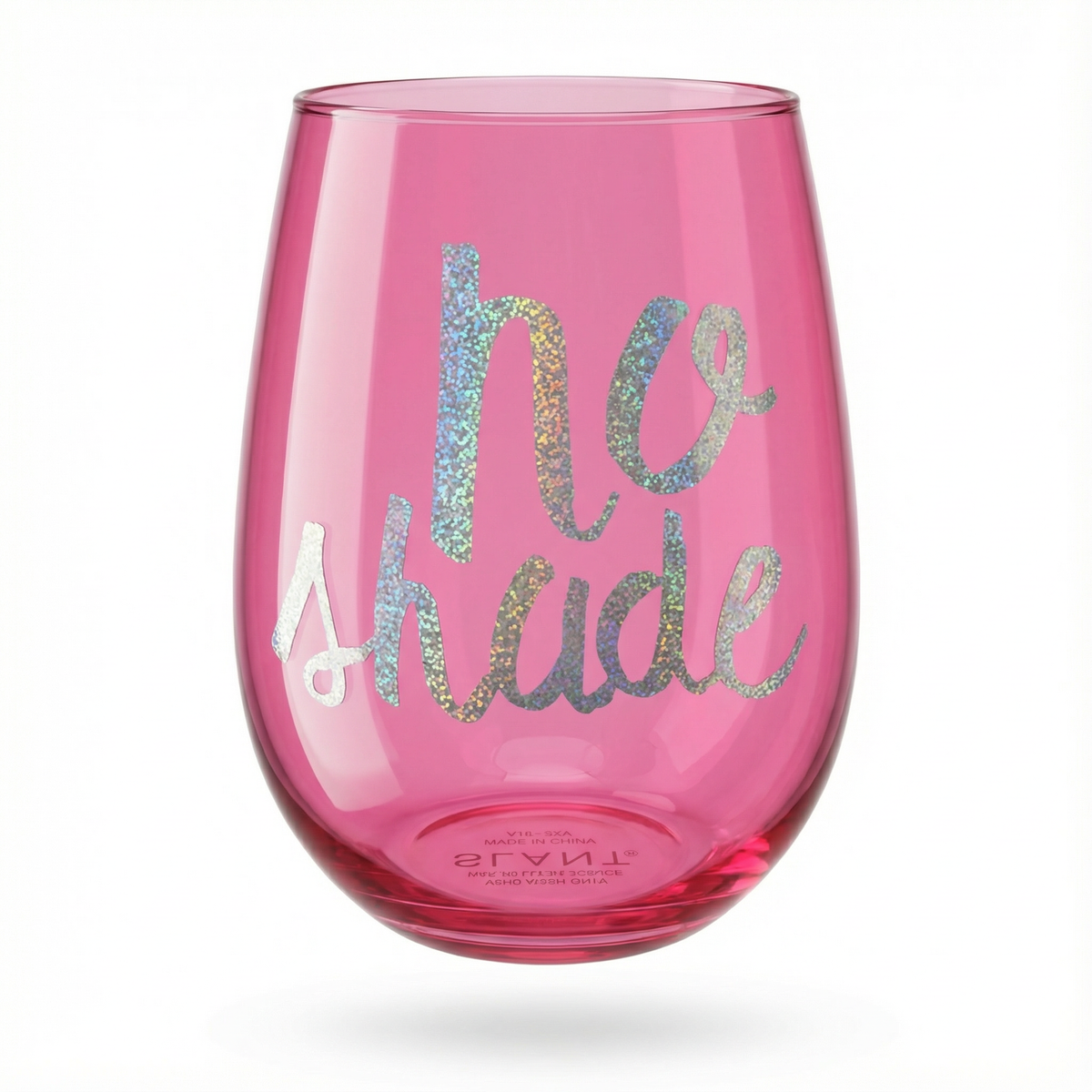 No Shade Jumbo Stemless Wine Glass in Tinted Bright Pink | 30oz Holds a Full Bottle of Wine by The Bullish Store