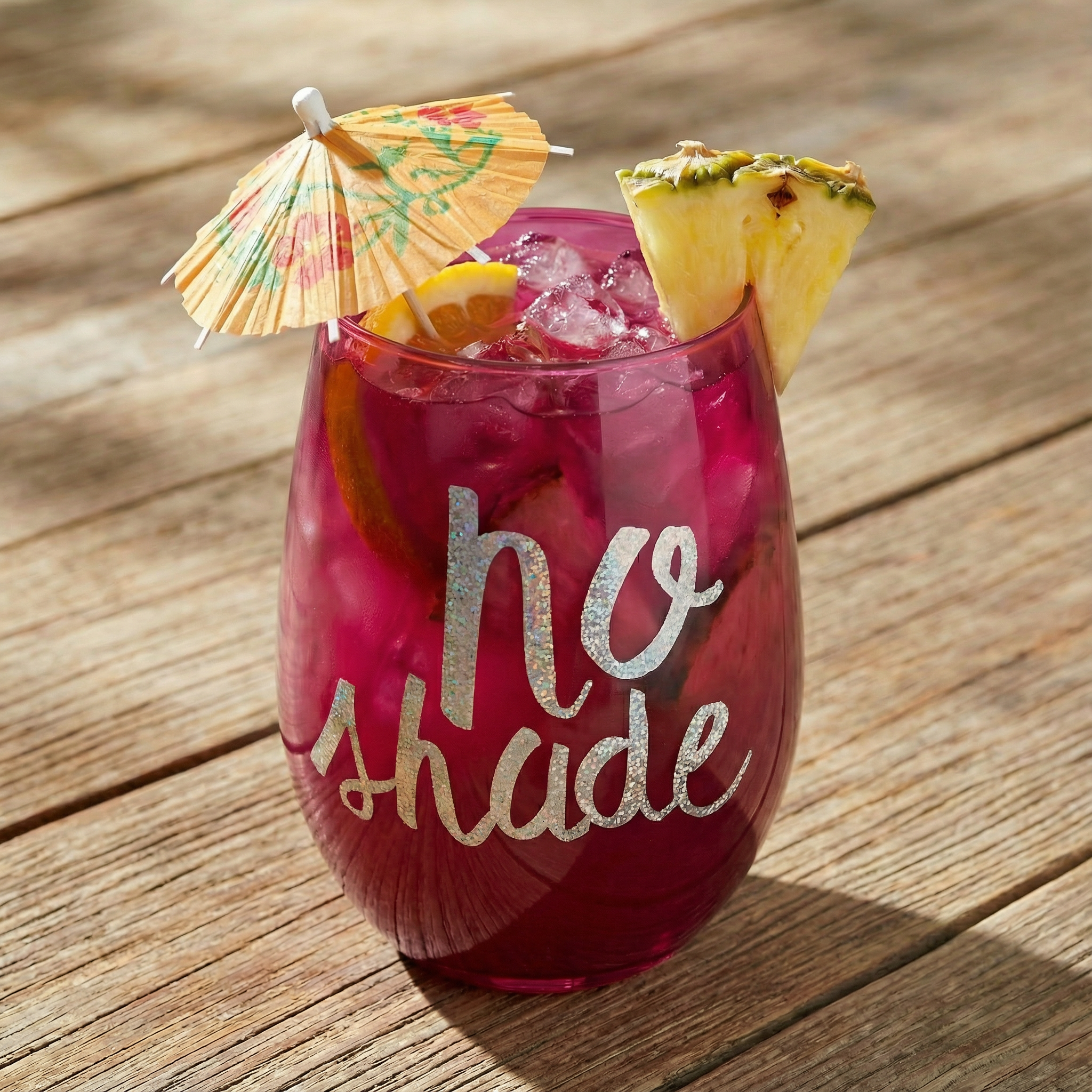 No Shade Jumbo Stemless Wine Glass in Tinted Bright Pink | 30oz Holds a Full Bottle of Wine by The Bullish Store