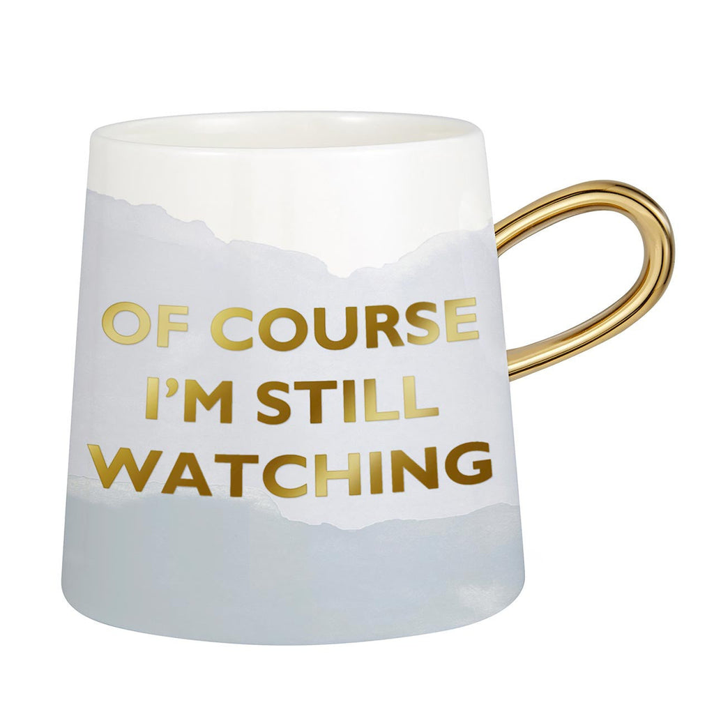 Of Course I'm Still Watching Netflix Themed Funny Tapered Mug | 11 oz | White and Blue Watercolor by The Bullish Store