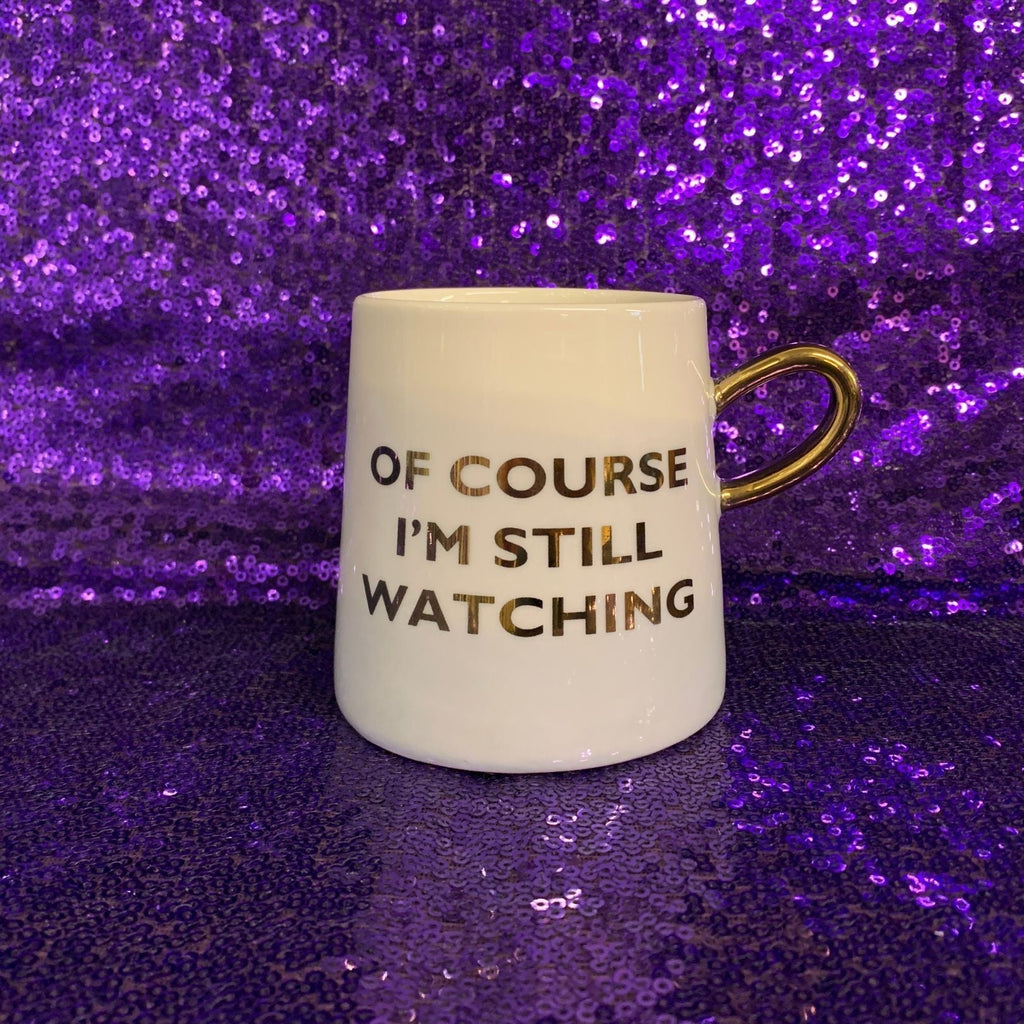 Of Course I'm Still Watching Netflix Themed Funny Tapered Mug | 11 oz | White and Blue Watercolor by The Bullish Store