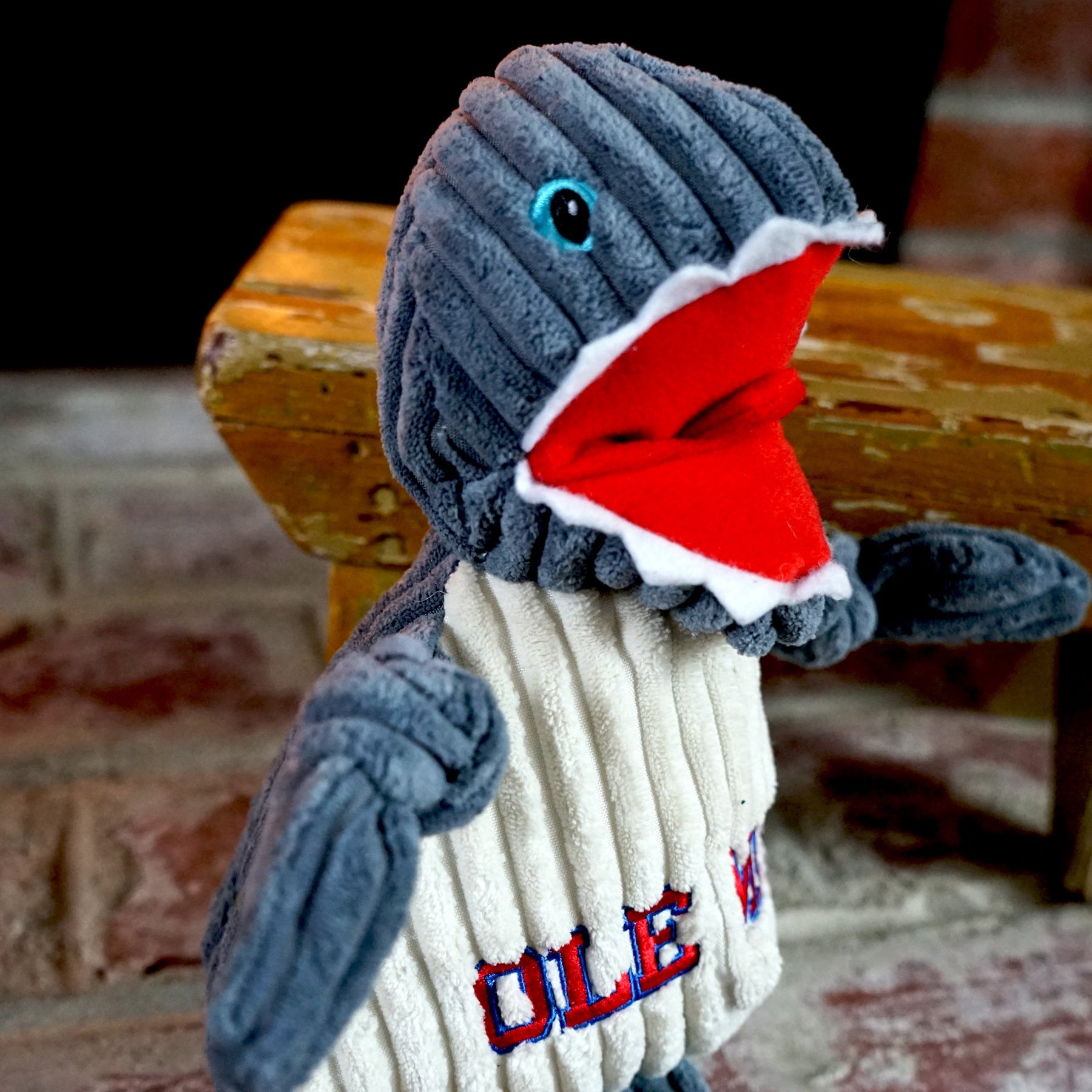 NCAA Ole Miss (U. of Mississippi), Tony Land Shark Knottie® Plush Dog Toy by HuggleHounds