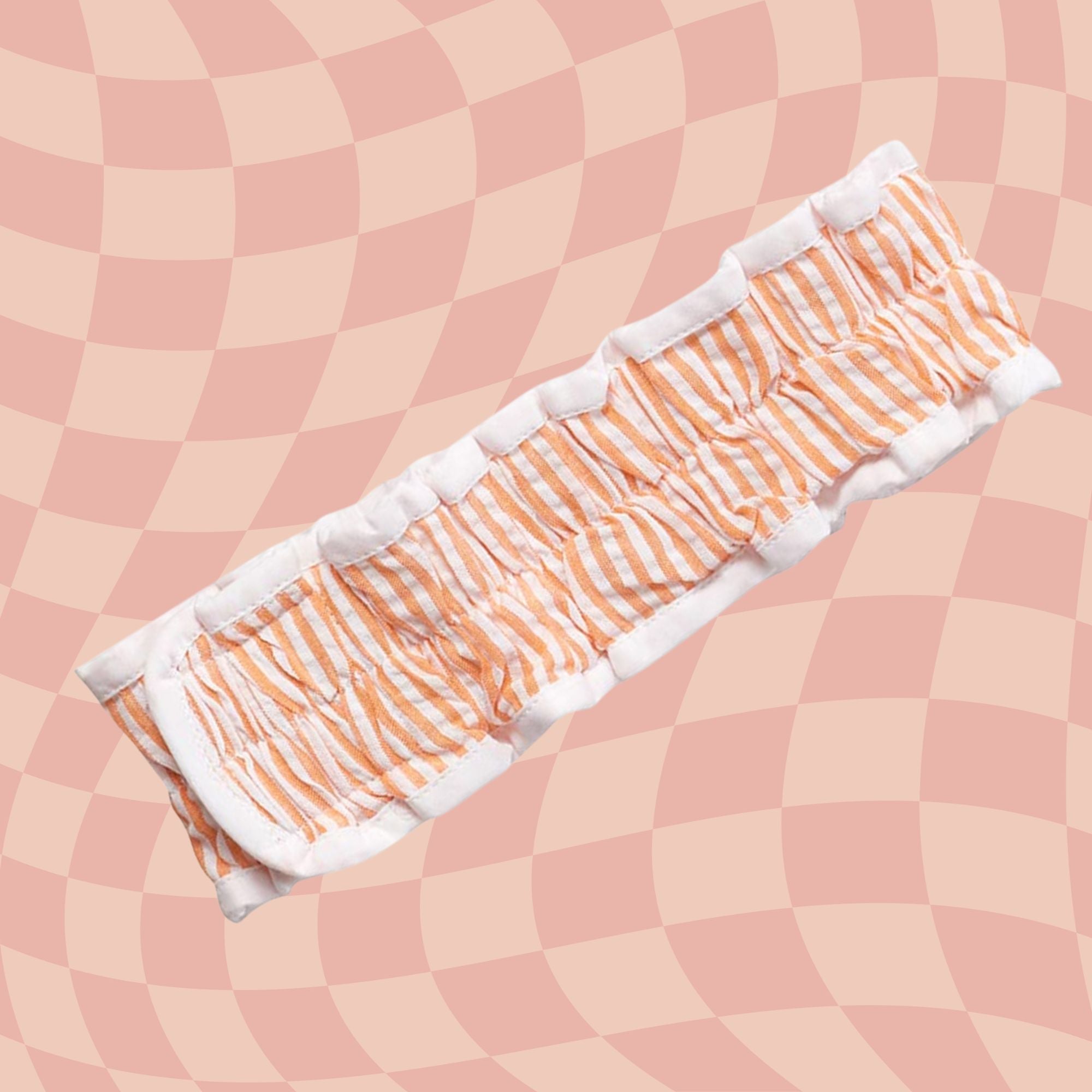 Orange Seersucker Spa Headband | Hair Band for Skincare Facial After Shower by The Bullish Store
