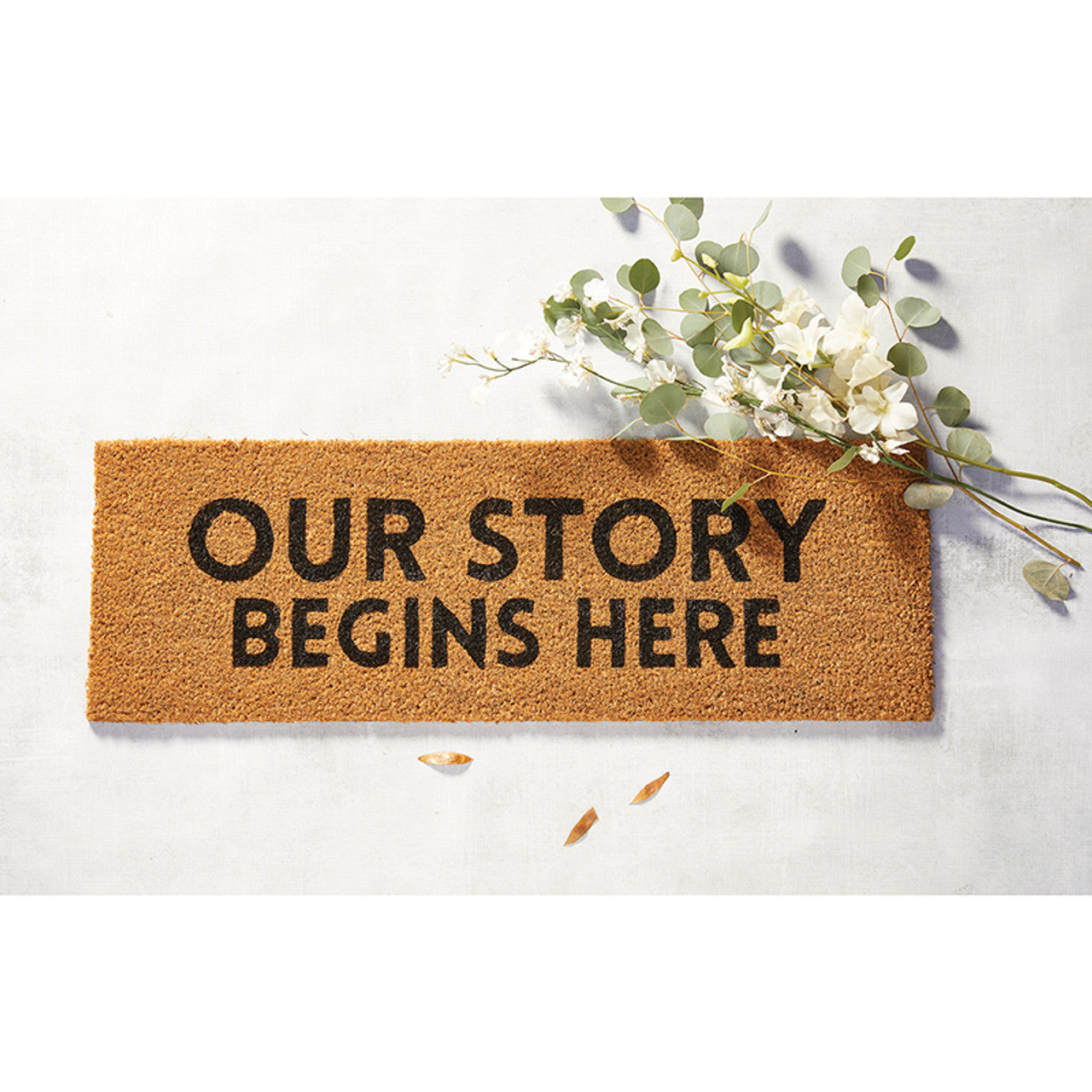 Our Story Begins Here Coir Door Mat | Welcome Outdoor Indoor Rug | 30" x 10" by The Bullish Store