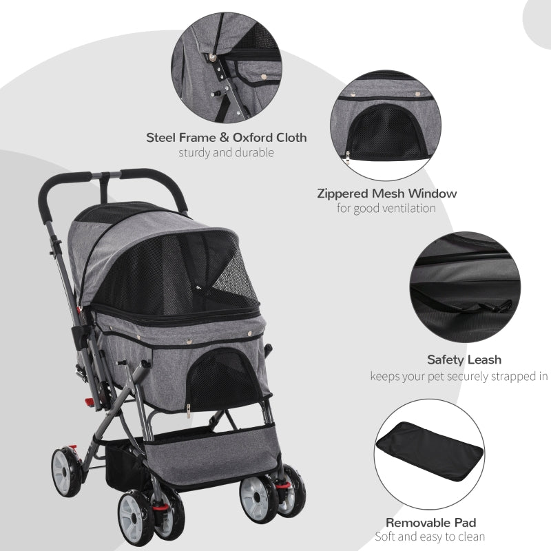 Pet Foldable Travel Carriage Stroller with Reversible Handle by Furr Baby Gifts