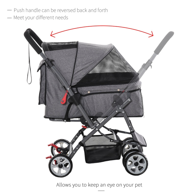 Pet Foldable Travel Carriage Stroller with Reversible Handle by Furr Baby Gifts