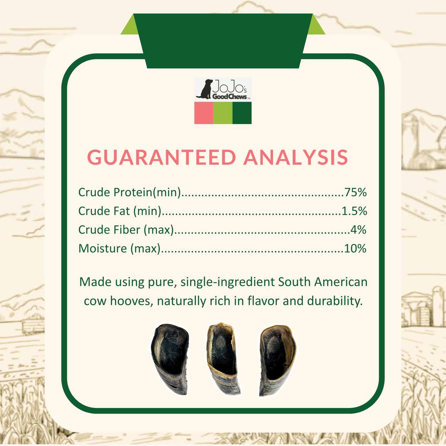 All-Natural Cow Hooves Dog Chews – Premium Crunchy Treats for Dental Health – (25/Case)