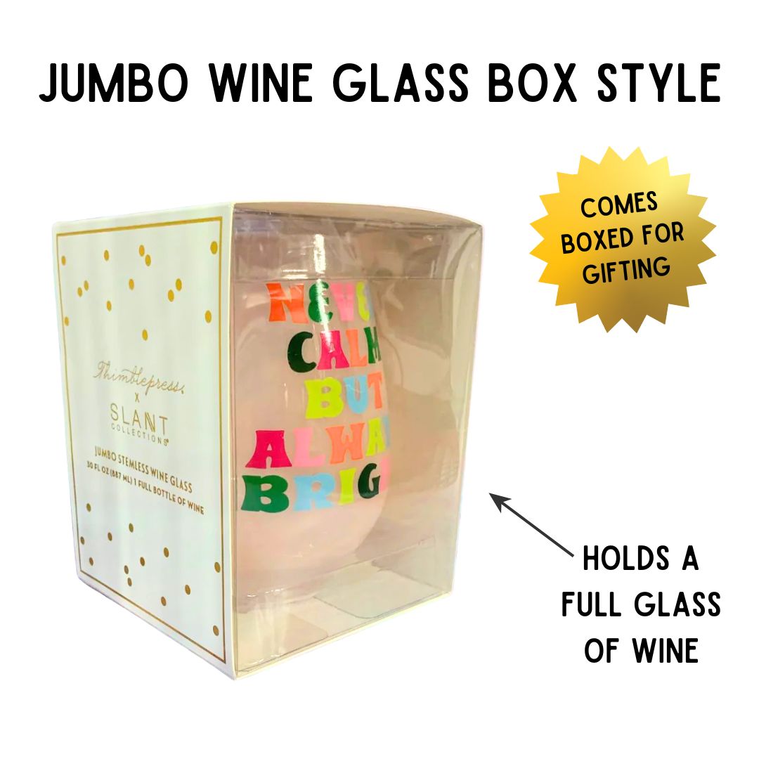 No Shade Jumbo Stemless Wine Glass in Tinted Bright Pink | 30oz Holds a Full Bottle of Wine by The Bullish Store