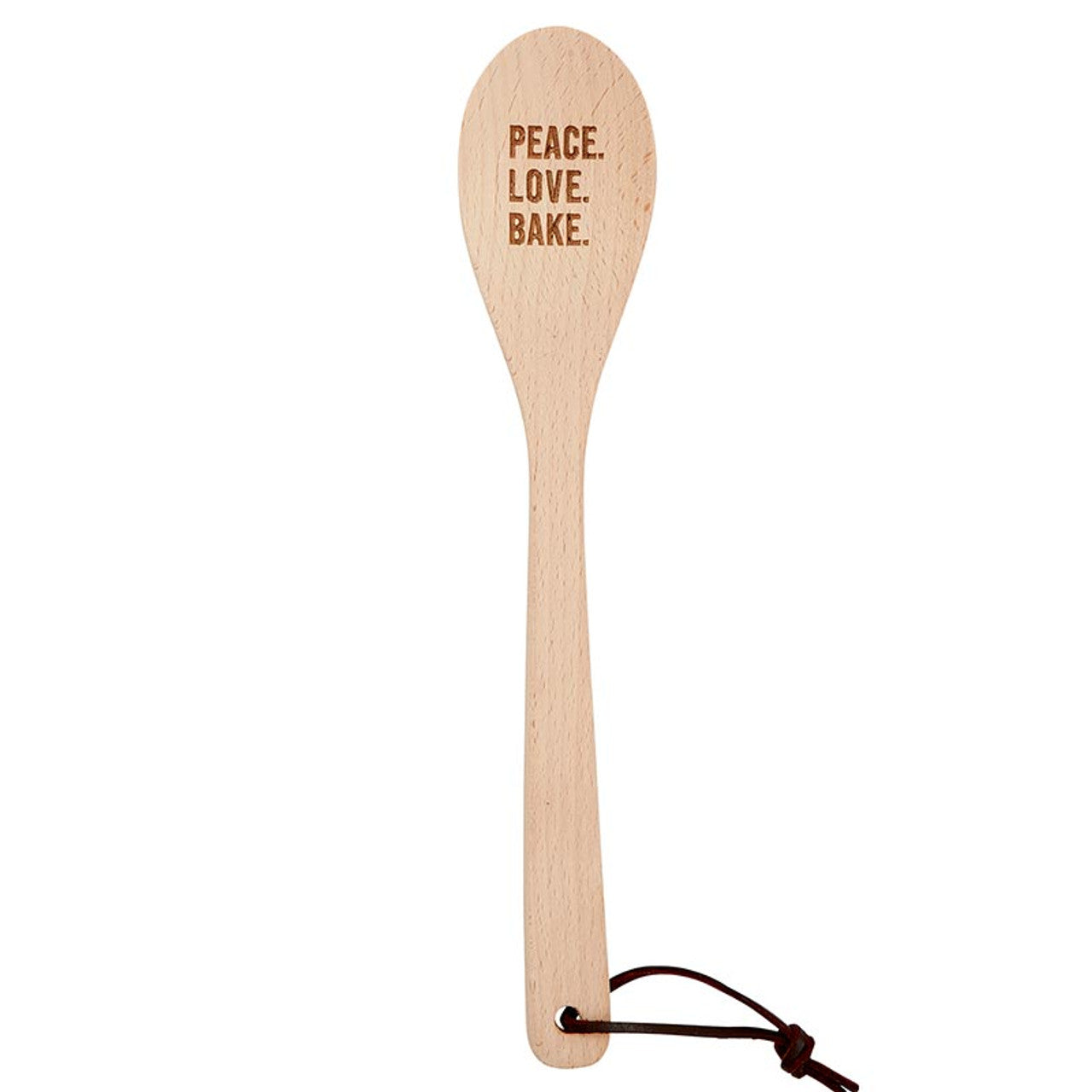 Peace. Love. Bake. Cooking Spoon | Wooden Spoon in Muslin Gift Bag by The Bullish Store