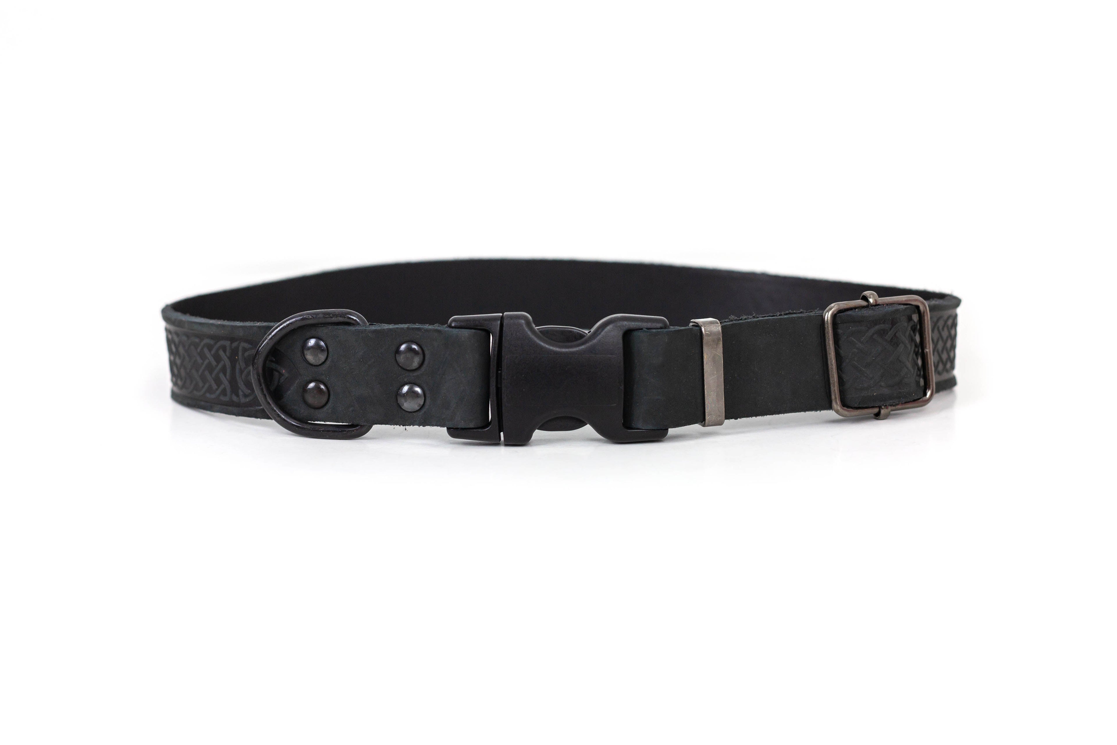 Celtic Sport Midnight Black Leather Dog Collar by Euro-Dog Collars and Leads