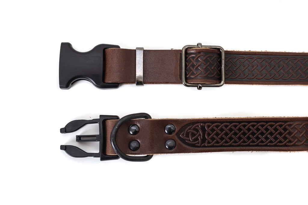 Celtic Sport Chocolate Leather Dog Collar by Euro-Dog Collars and Leads