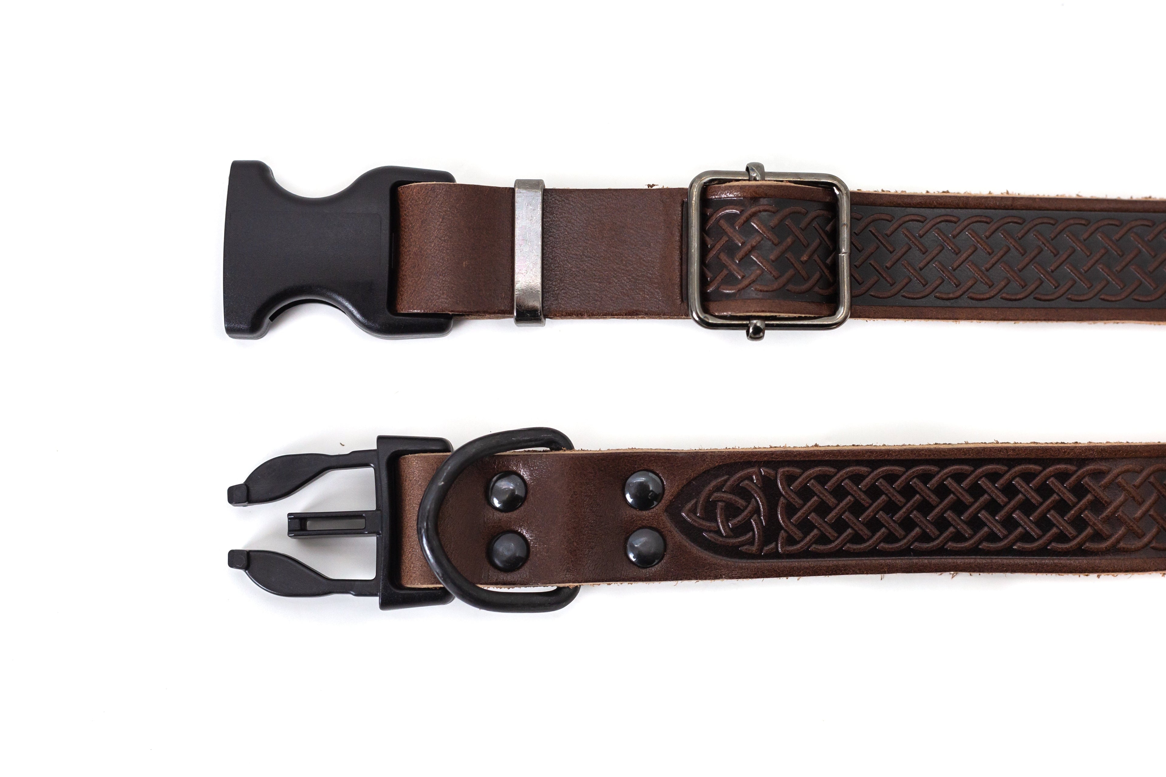 Celtic Sport Chocolate Leather Dog Collar by Euro-Dog Collars and Leads