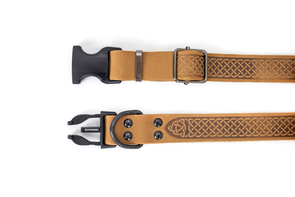 Celtic Sport Khaki Leather Dog Collar by Euro-Dog Collars and Leads