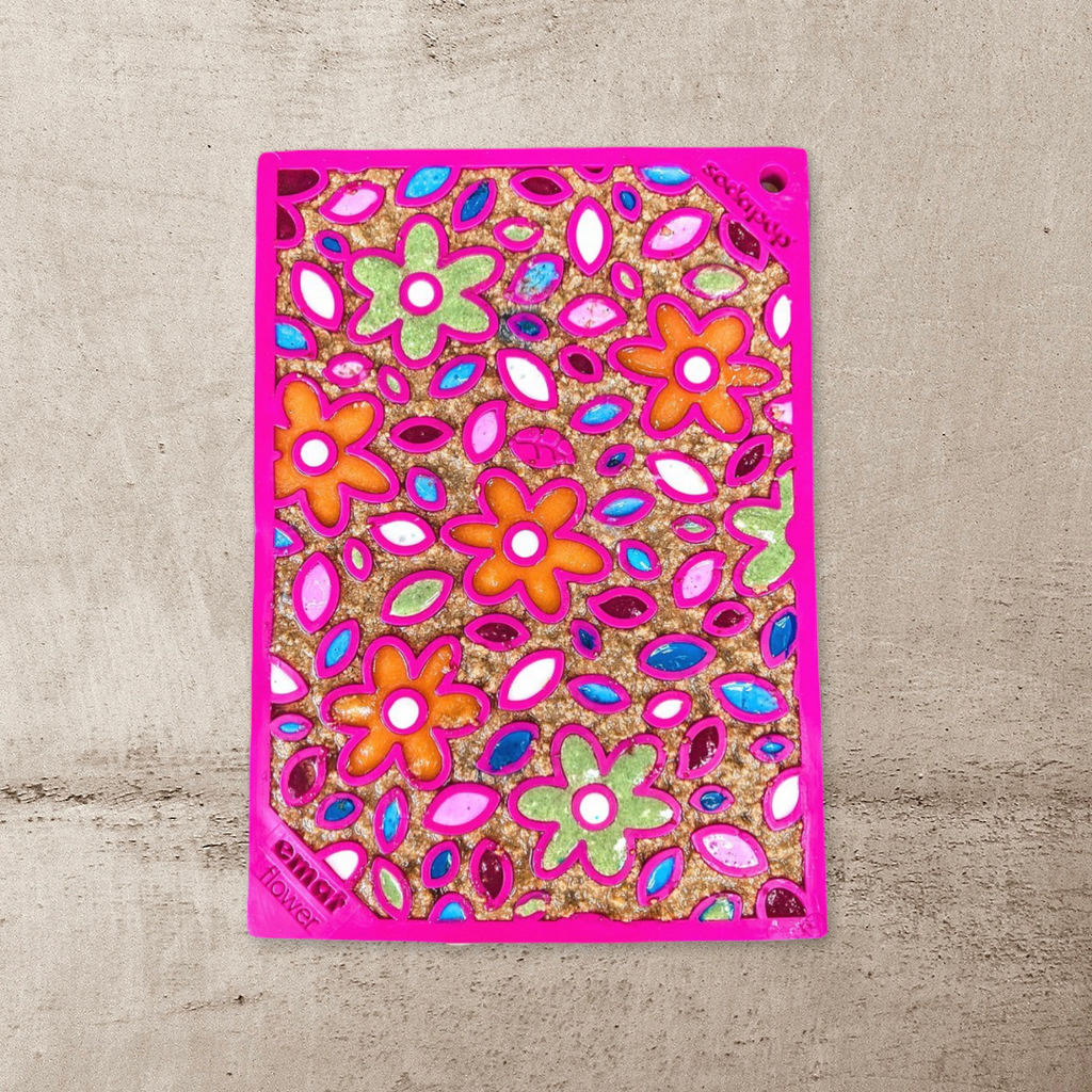Flower Power emat - Enrichment Lick Mat for Dogs and Cats | Flower Design | USA Made by SodaPup/True Dogs, LLC