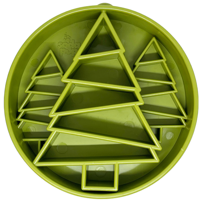 Pine Tree Christmas eBowl Deep Slow Feeder Dog Bowl for Enrichment | USA Made by SodaPup/True Dogs, LLC