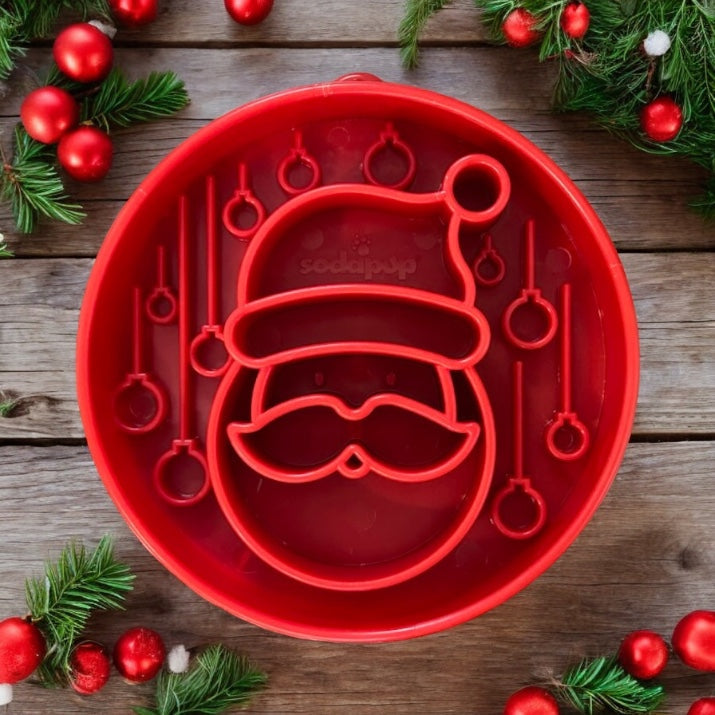 Santa Christmas eBowl Deep Slow Feeder Dog Bowl for Enrichment | USA Made by SodaPup/True Dogs, LLC