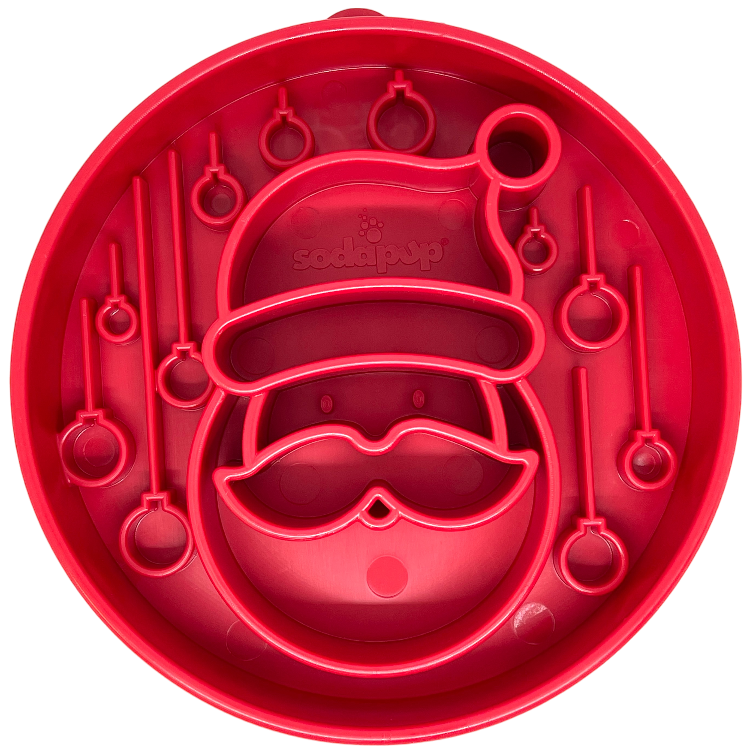 Santa Christmas eBowl Deep Slow Feeder Dog Bowl for Enrichment | USA Made by SodaPup/True Dogs, LLC